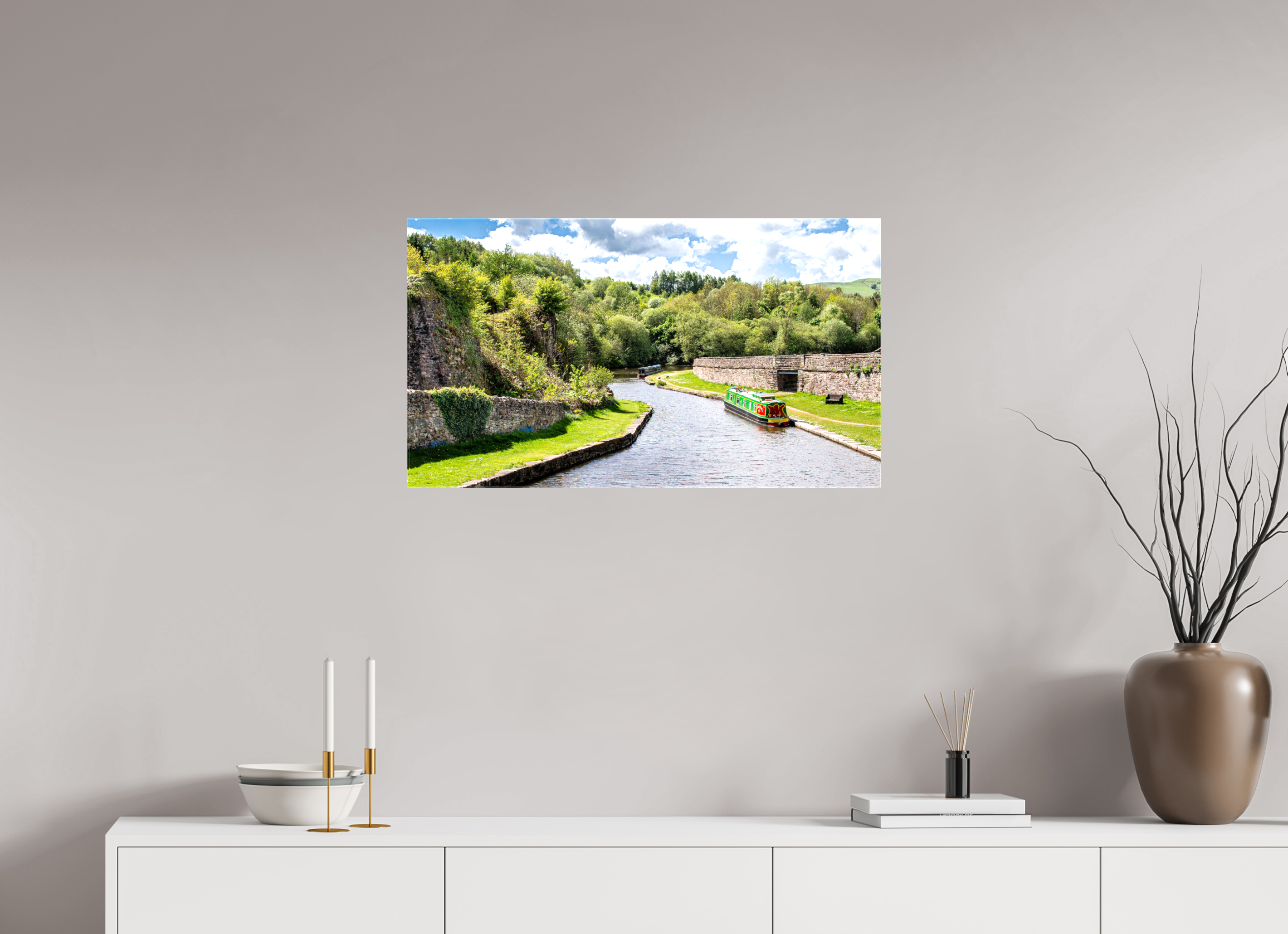 80 x 45 cm, Glossy Canvas On Stretcher Frame Southern Arm of the Bugsworth Basin