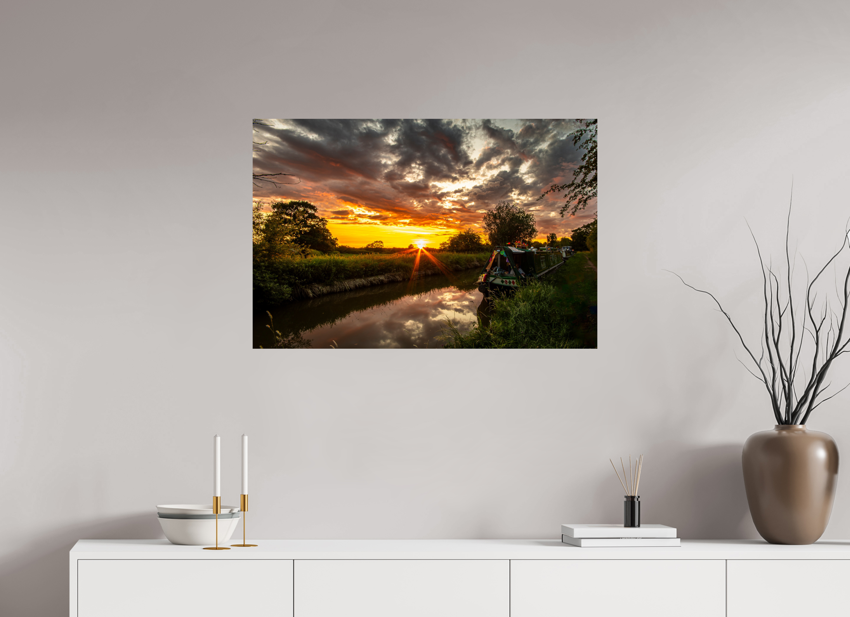 90 x 60 cm, Photo Print On Fuji Crystal DP II Sunset on the Llangollen Canal