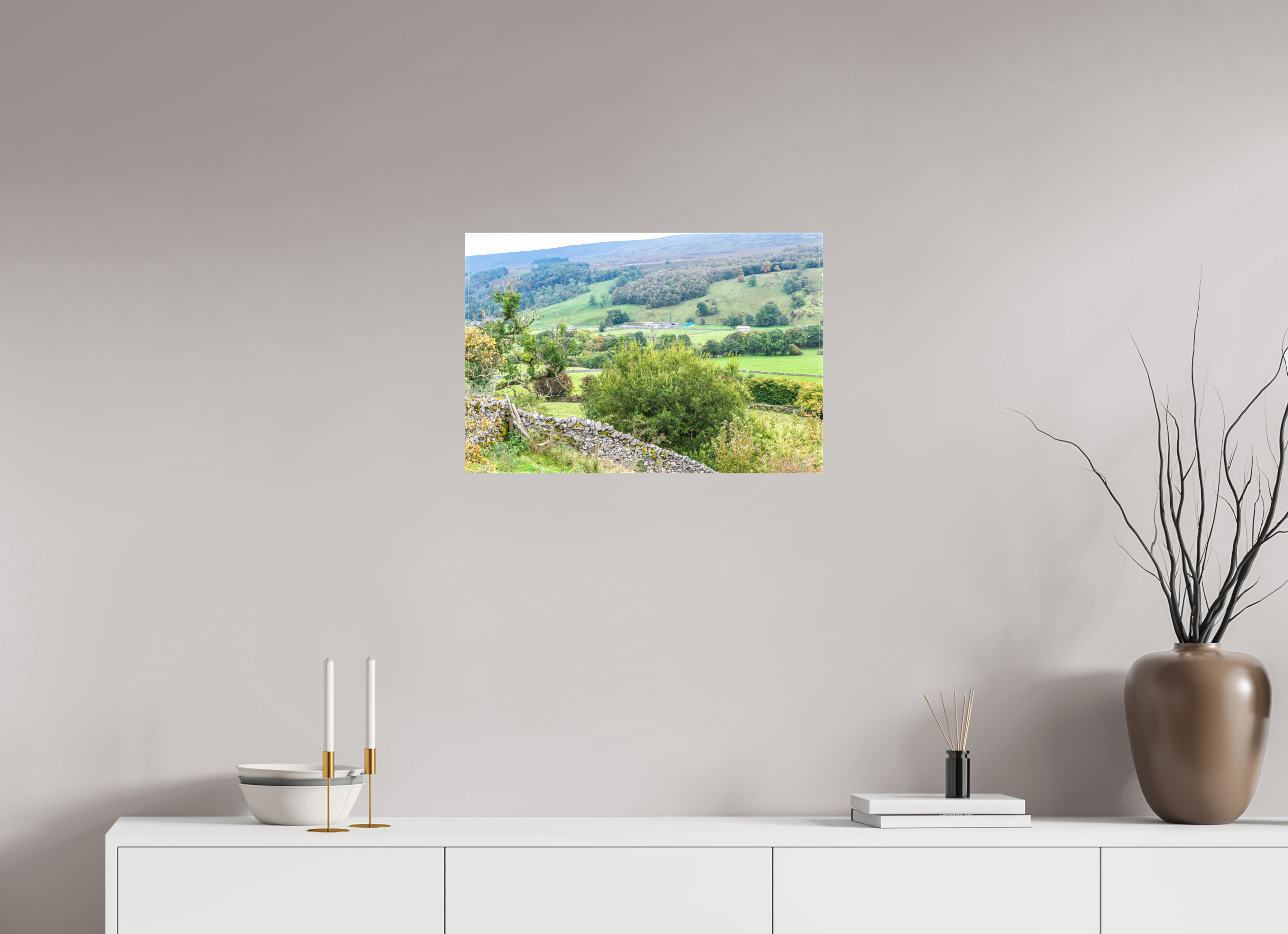 60 x 40 cm, Matte Canvas on Stretcher Frame Valley in the Yorkshire Dales