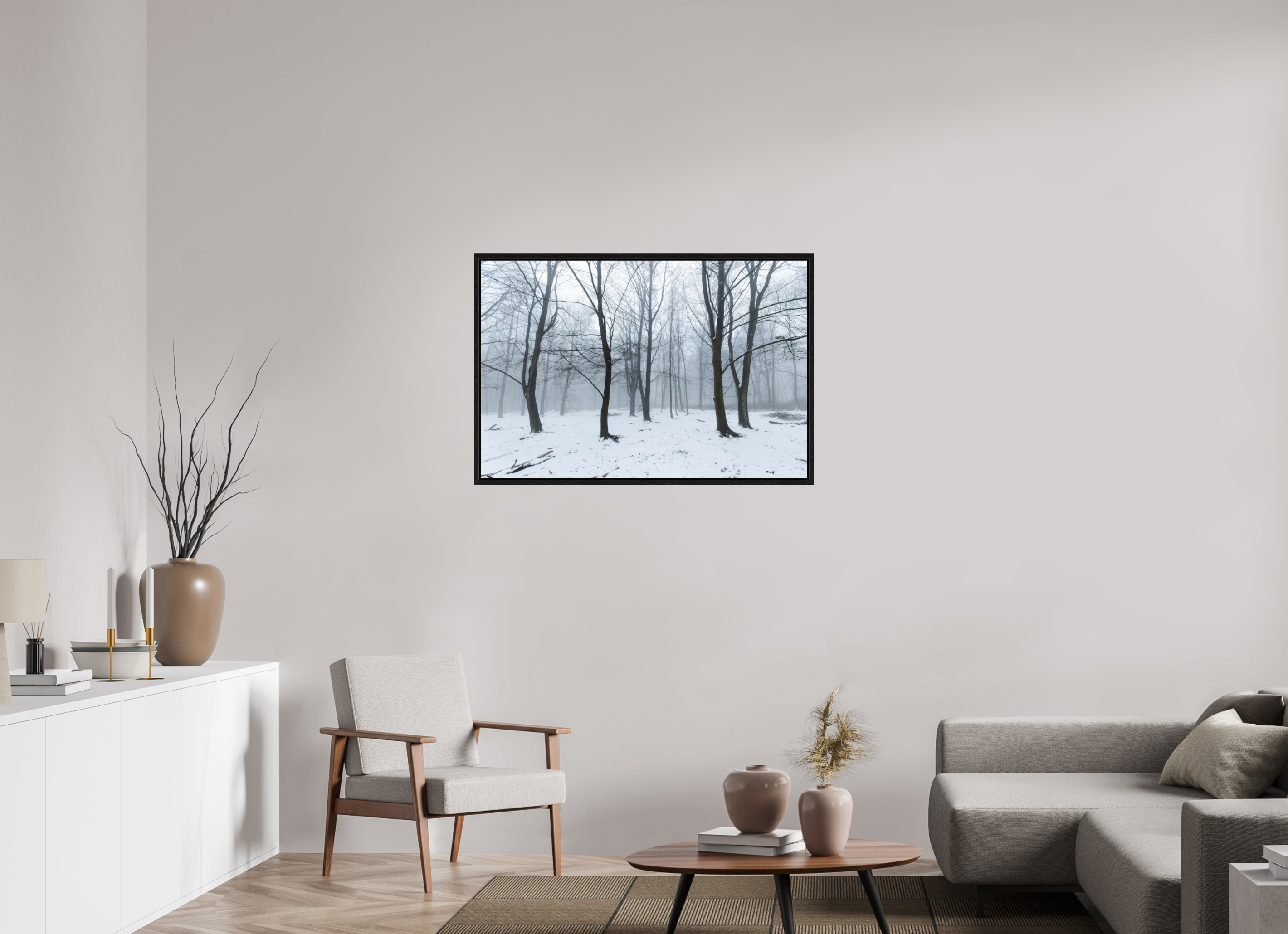 105 x 70 cm, Floater Frame Trees in the Snow