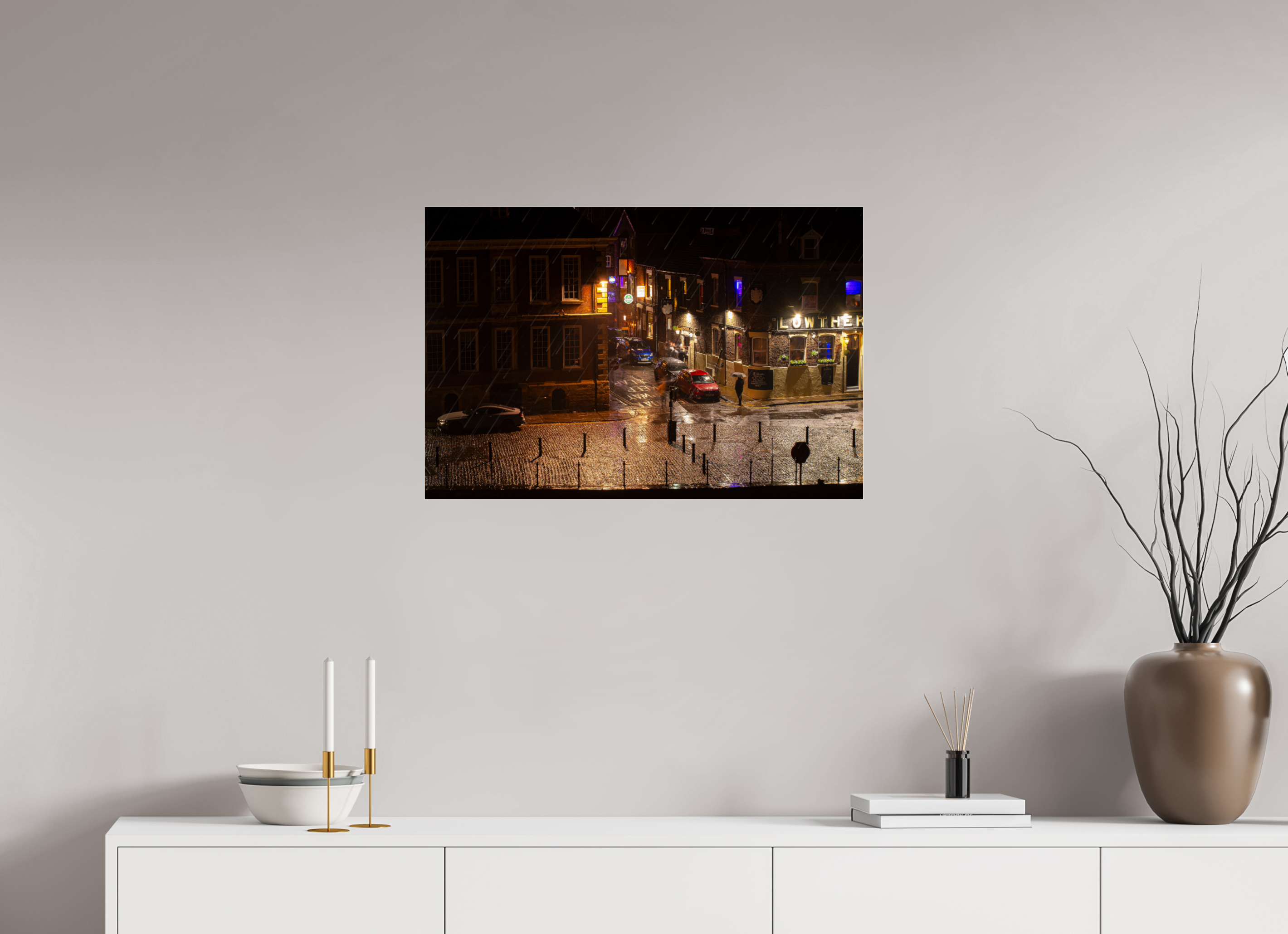 75 x 50 cm, Photo Print Under Acrylic Glass A Wet Night in York