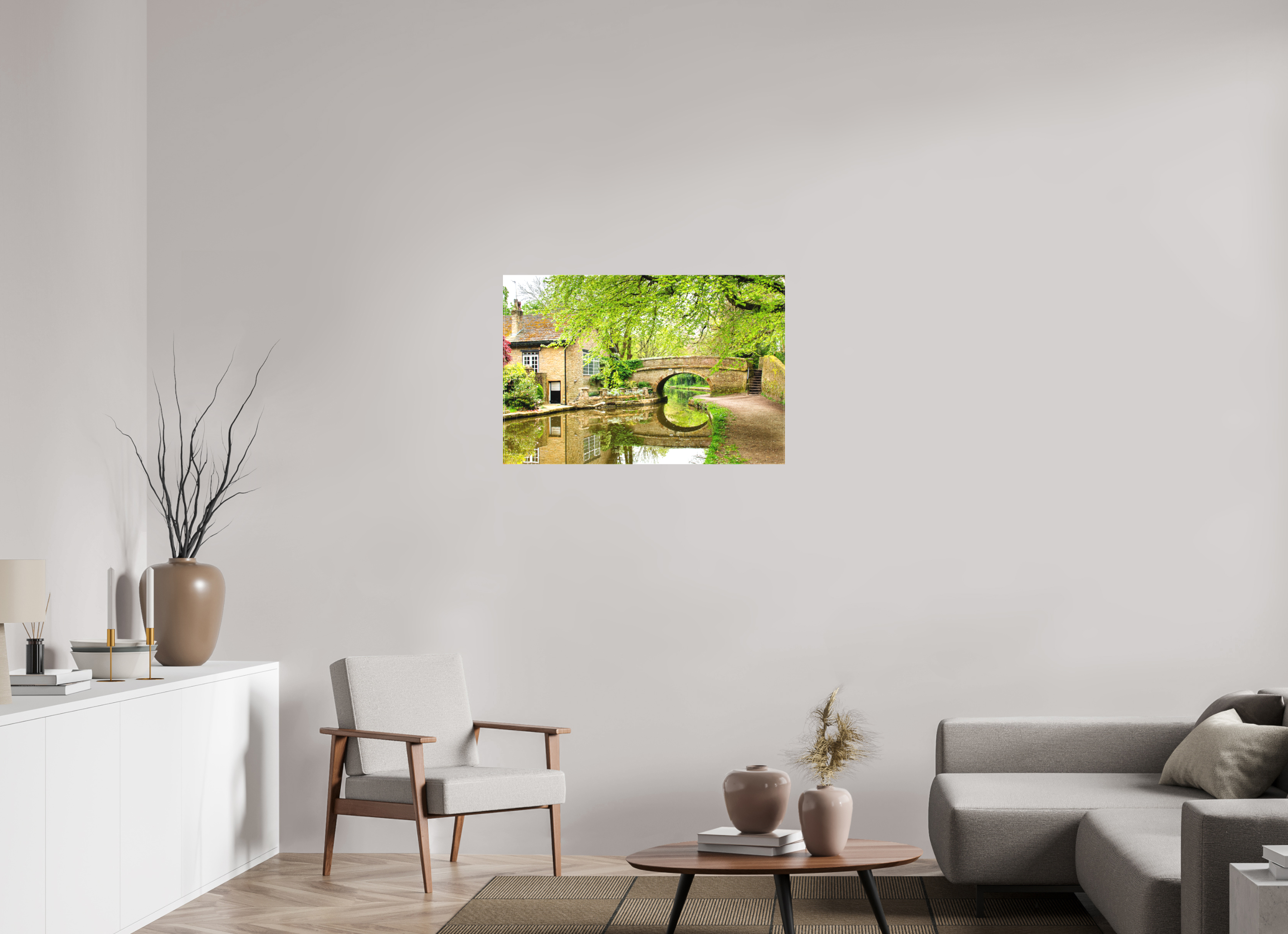 90 x 60 cm, Matte Canvas on Stretcher Frame Bollington Canal Bridge