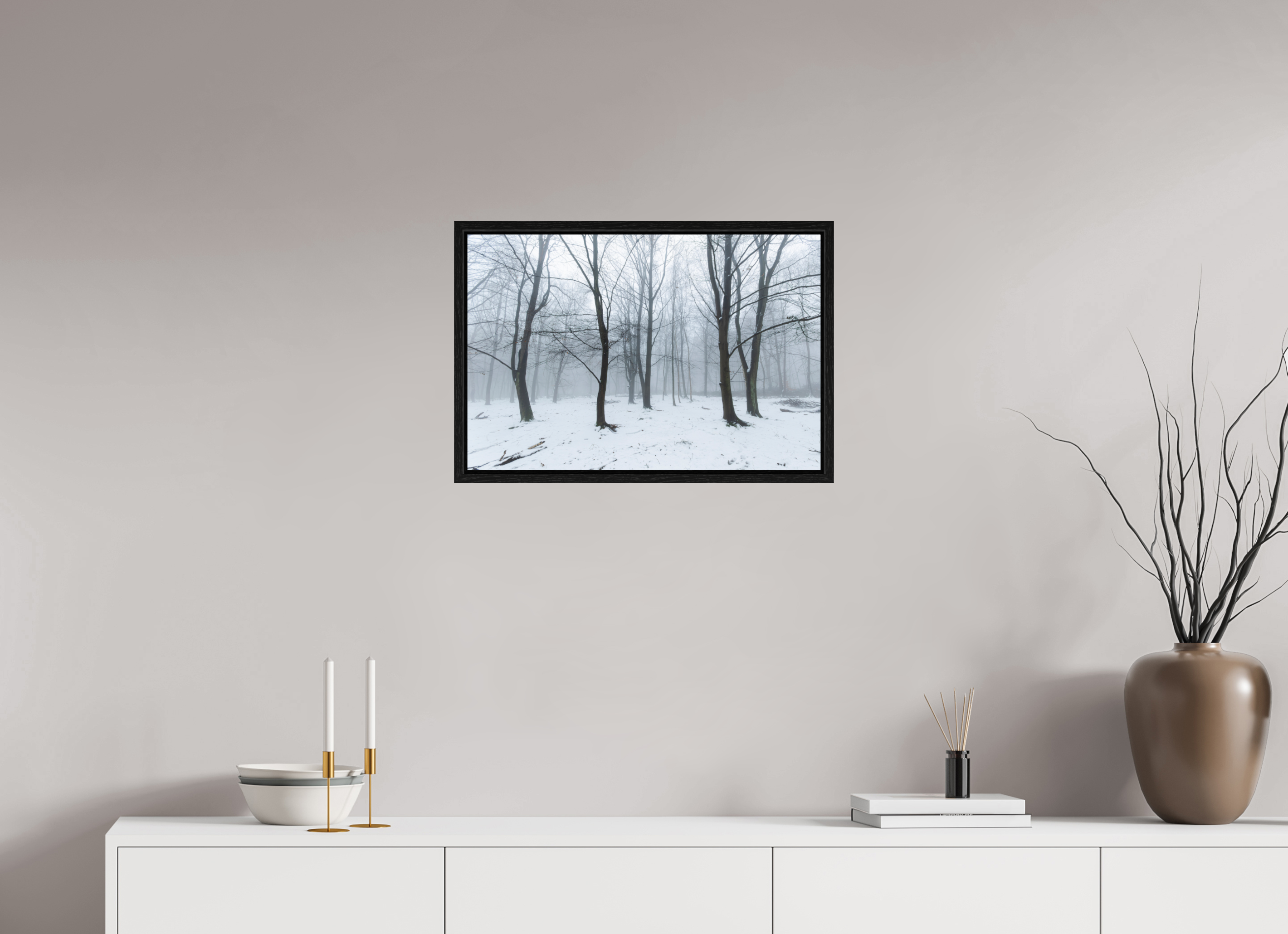 60 x 40 cm, Floater Frame Trees in the Snow