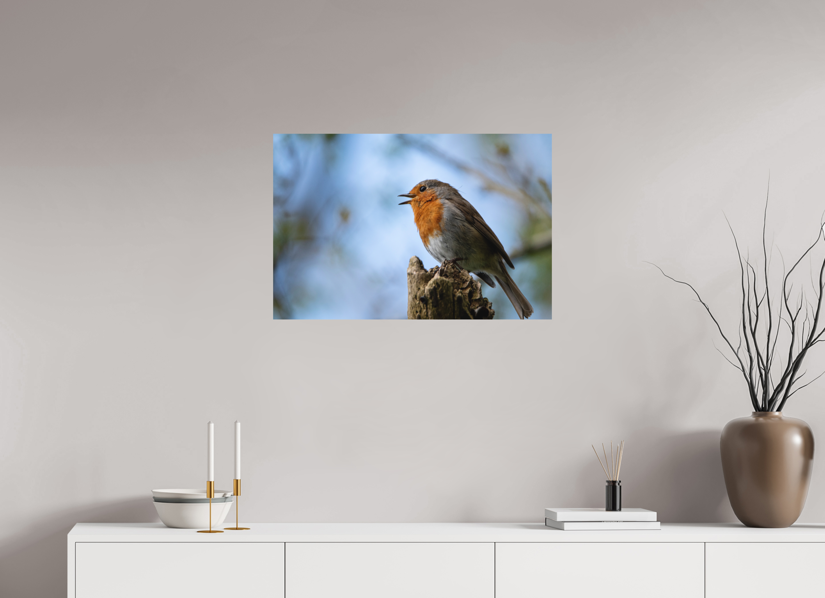 75 x 50 cm, Photo Print Fuji Crystal DP II Matte Singing Robin