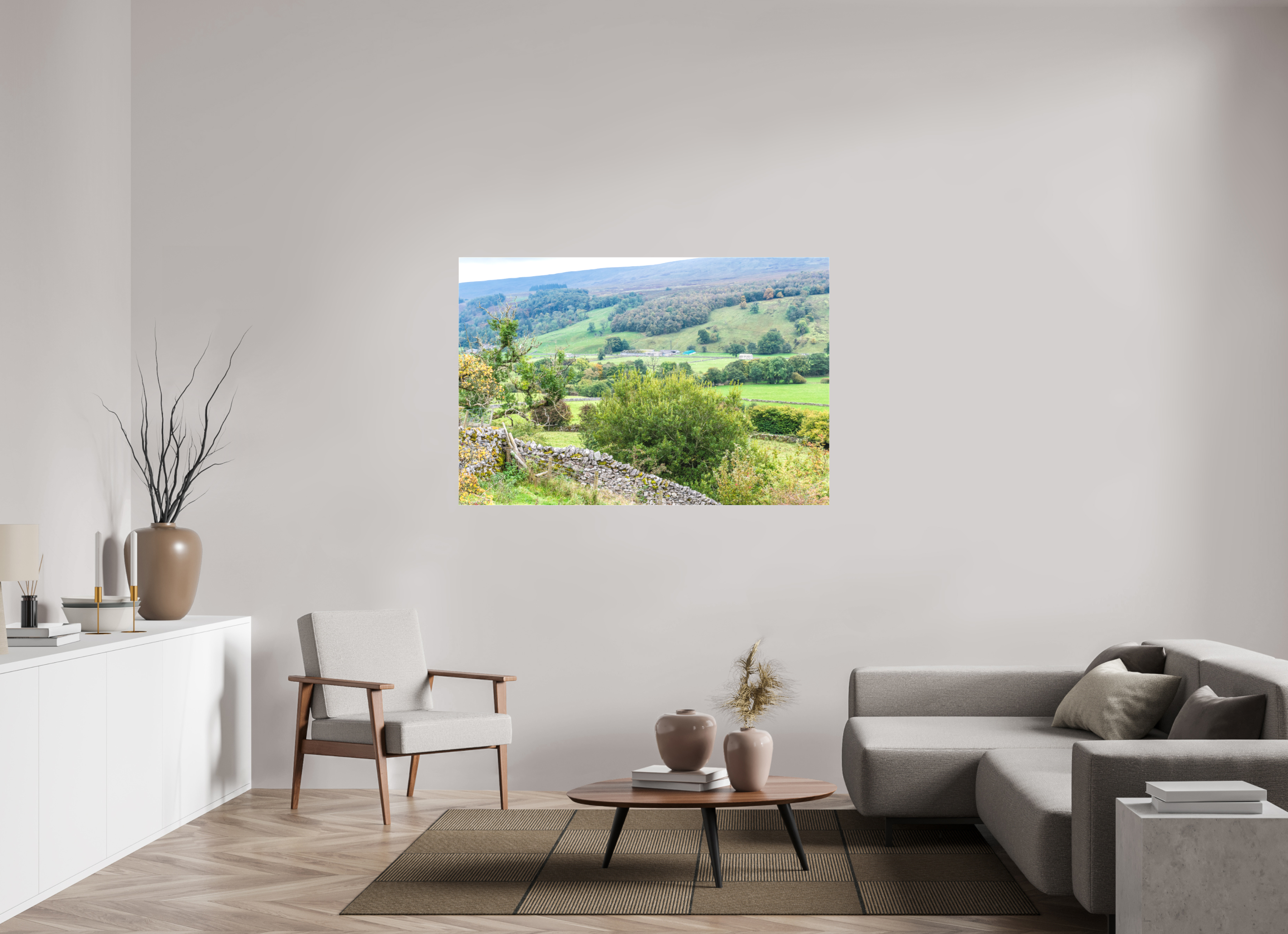 150 x 100 cm, Matte Canvas on Stretcher Frame Valley in the Yorkshire Dales