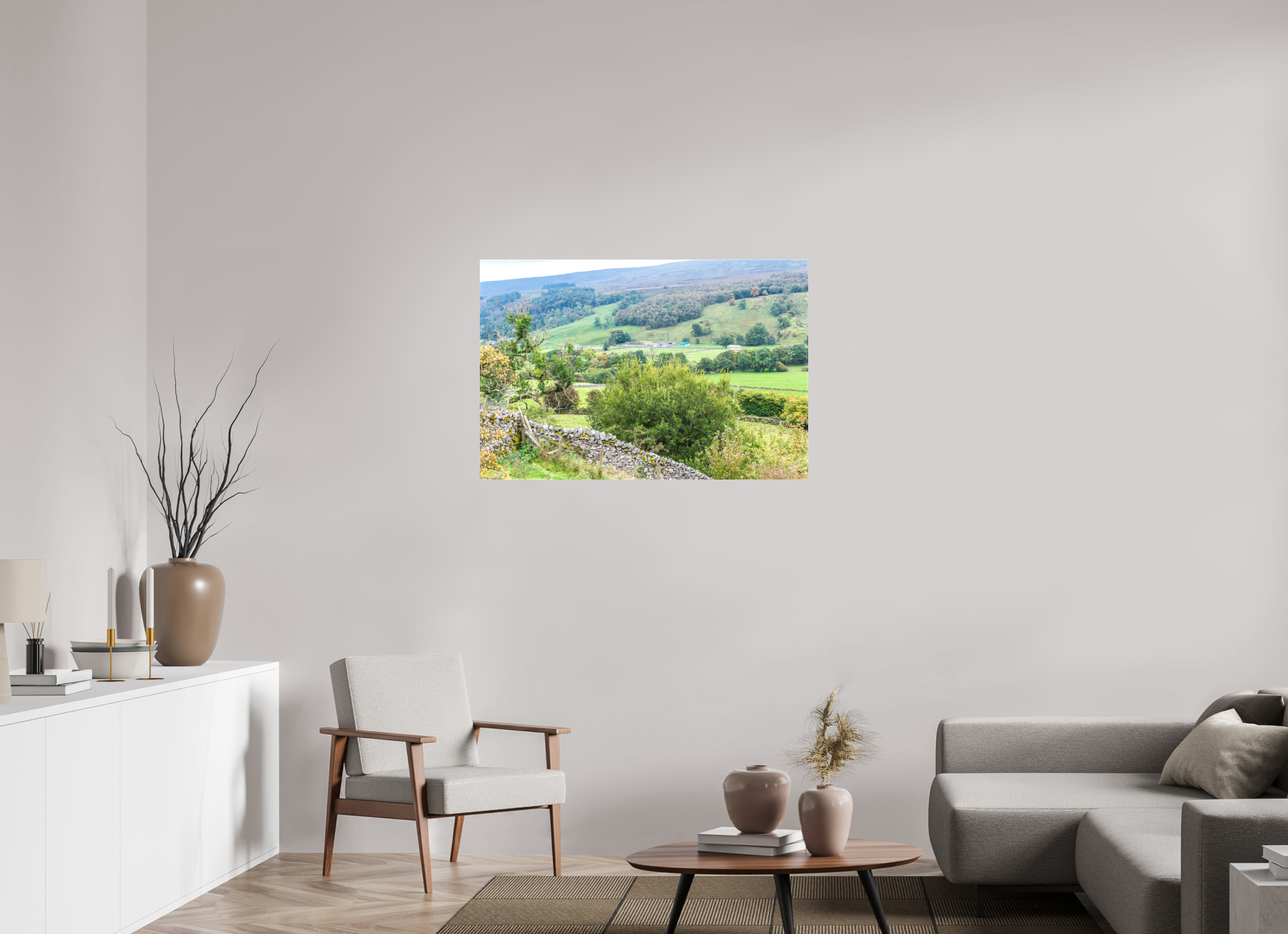105 x 70 cm, Matte Canvas on Stretcher Frame Valley in the Yorkshire Dales