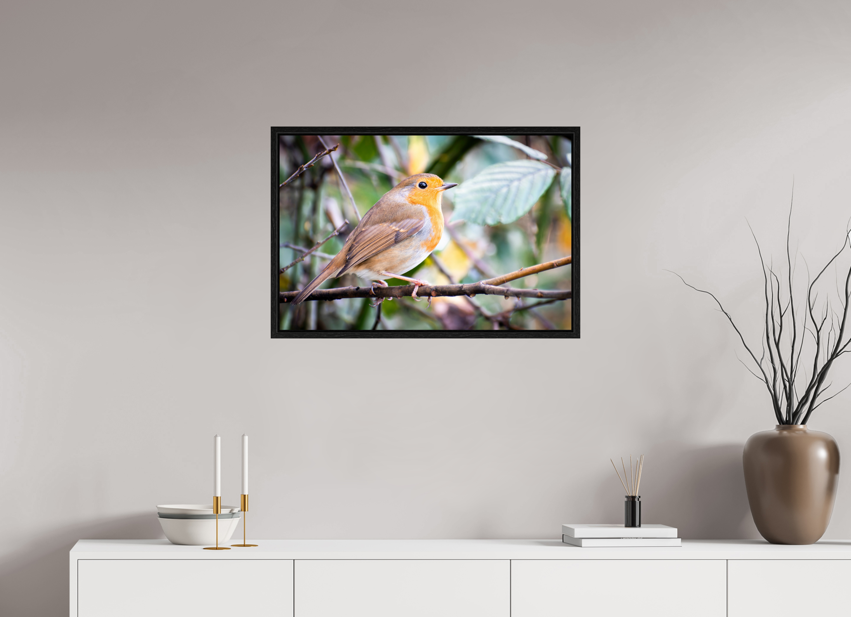 75 x 50 cm, Floater Frame Robin