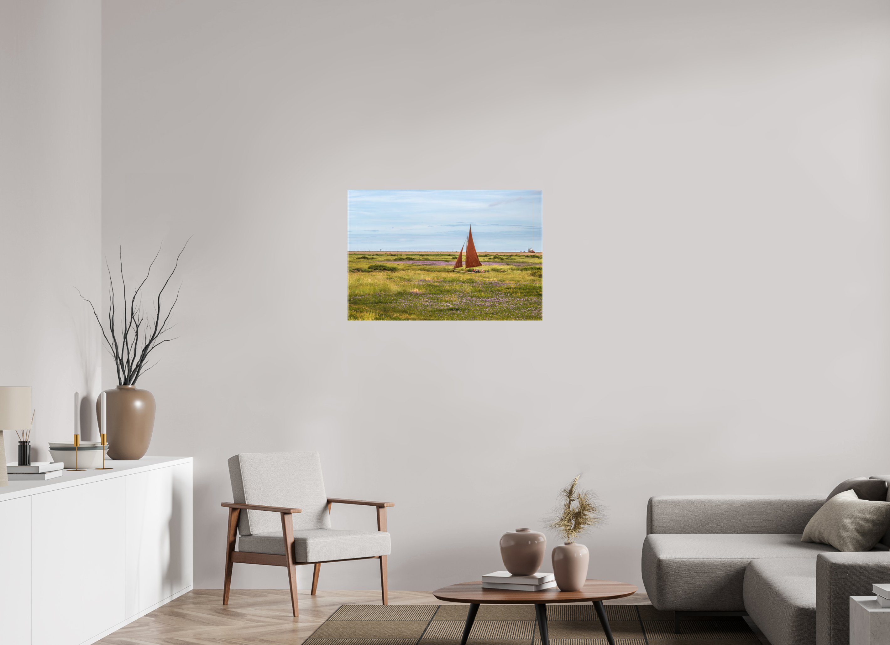 90 x 60 cm, Matte Canvas on Stretcher Frame Sailing in the Grass