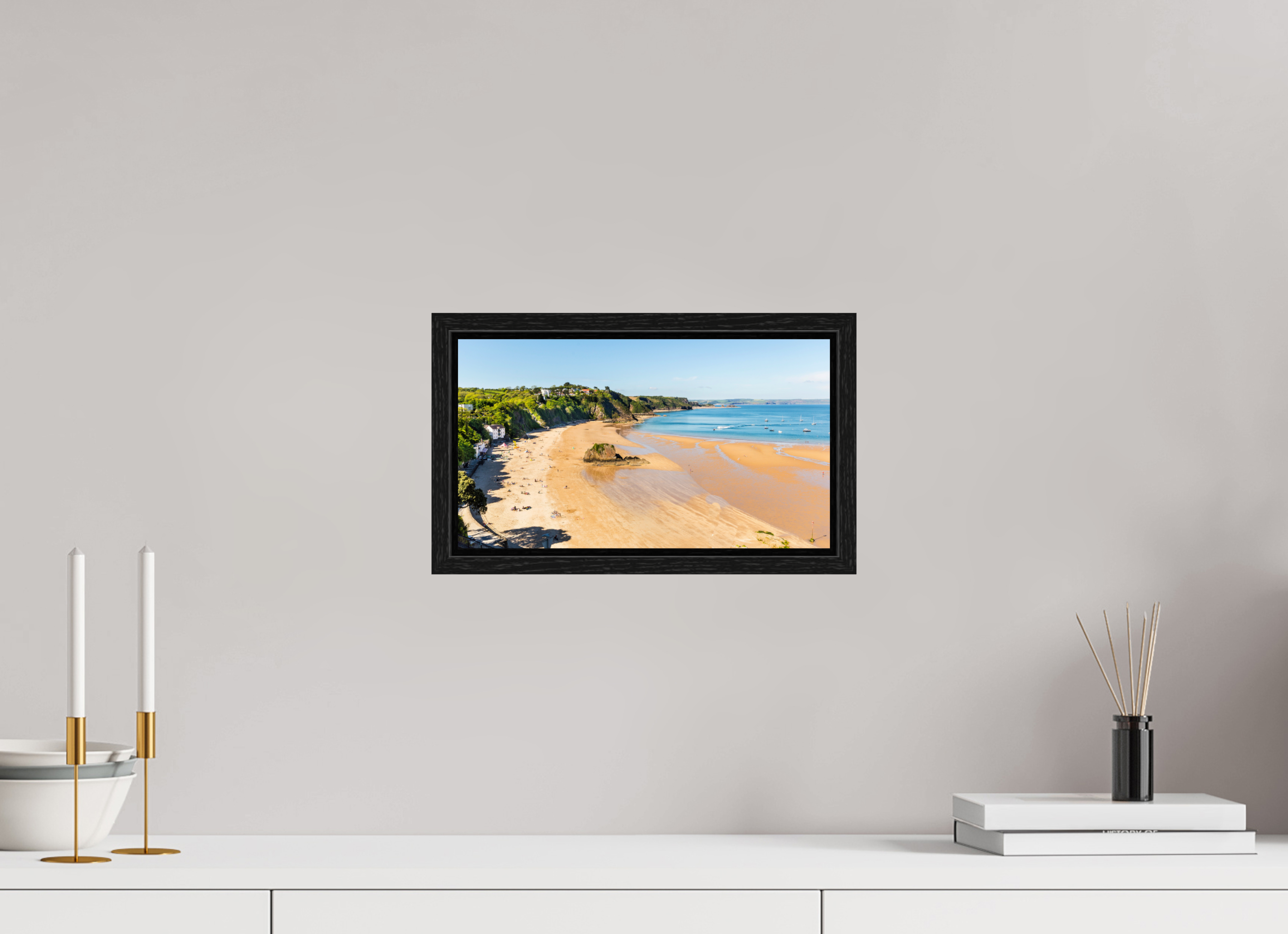 32 x 18 cm, Floater Frame Tenby Beach