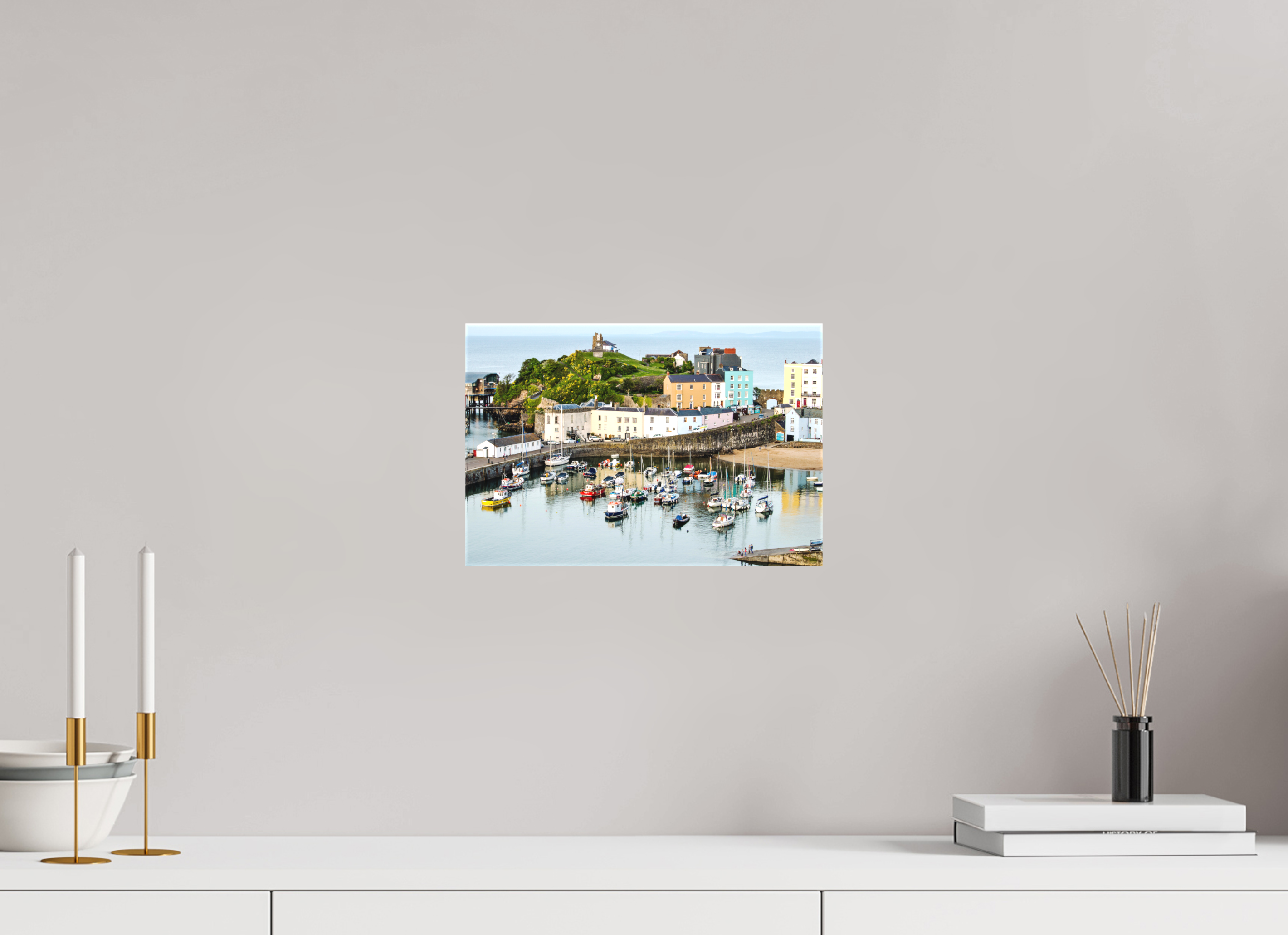 30 x 20 cm, Matte Canvas on Stretcher Frame Tenby Harbour