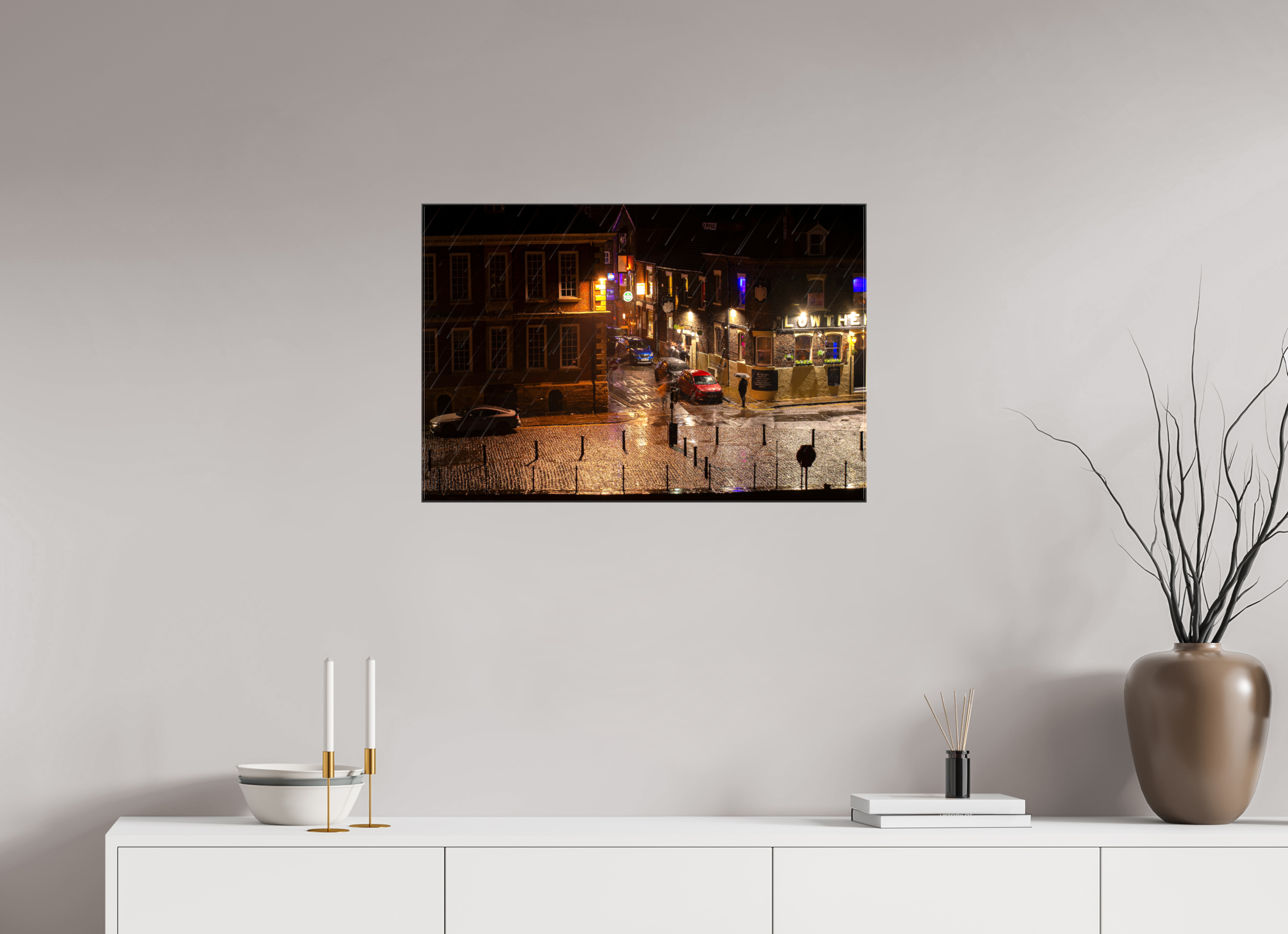 75 x 50 cm, Glossy Canvas On Stretcher Frame A Wet Night in York