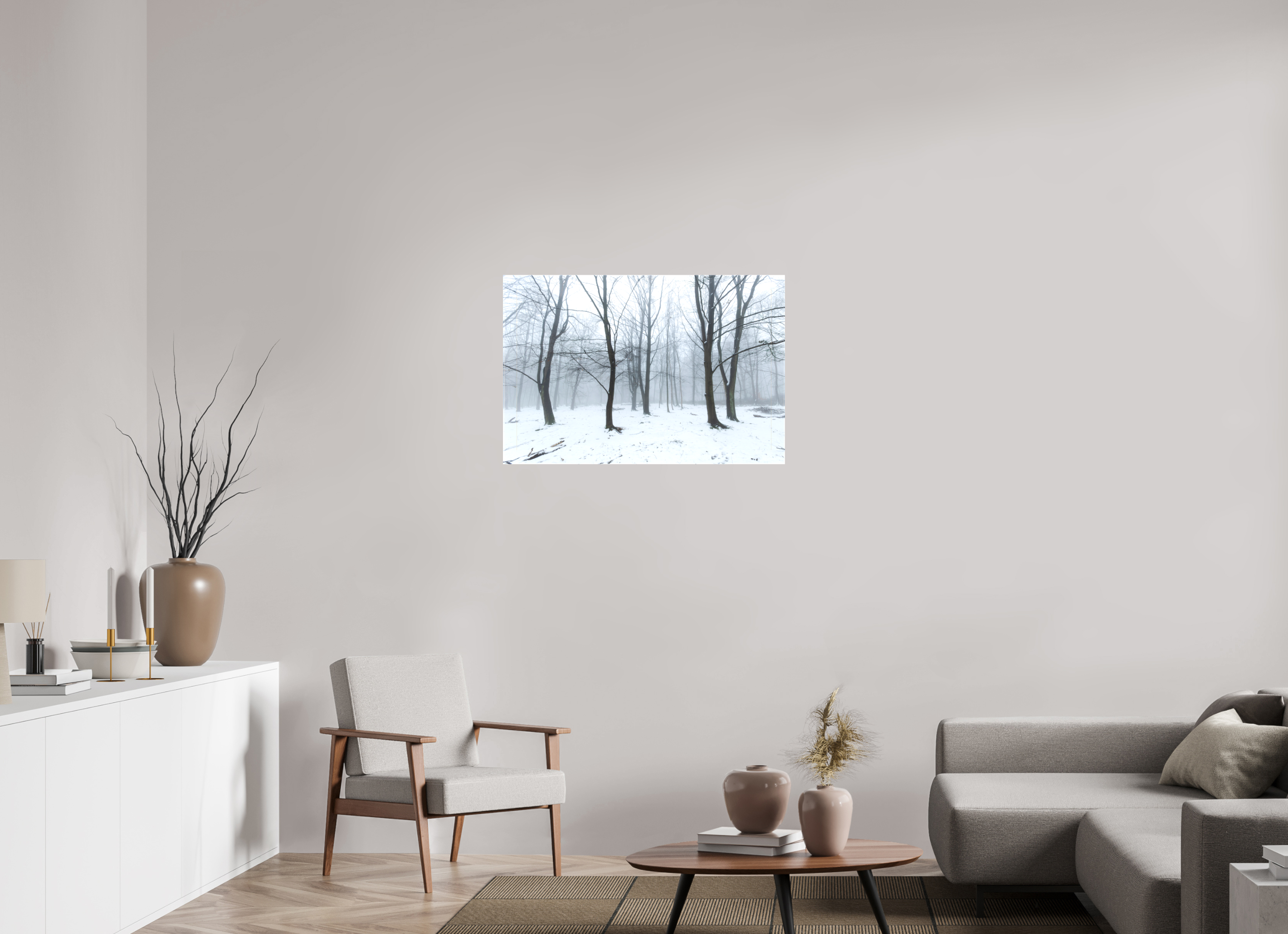 90 x 60 cm, Matte Canvas on Stretcher Frame Trees in the Snow