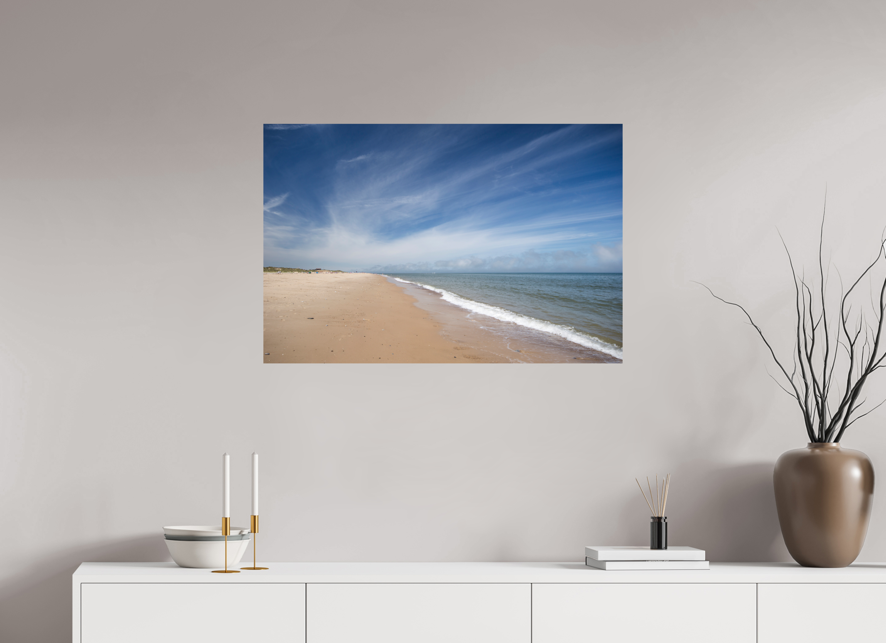 90 x 60 cm, Photo Print On Fuji Crystal DP II Empty Beach on the Norfolk Coast
