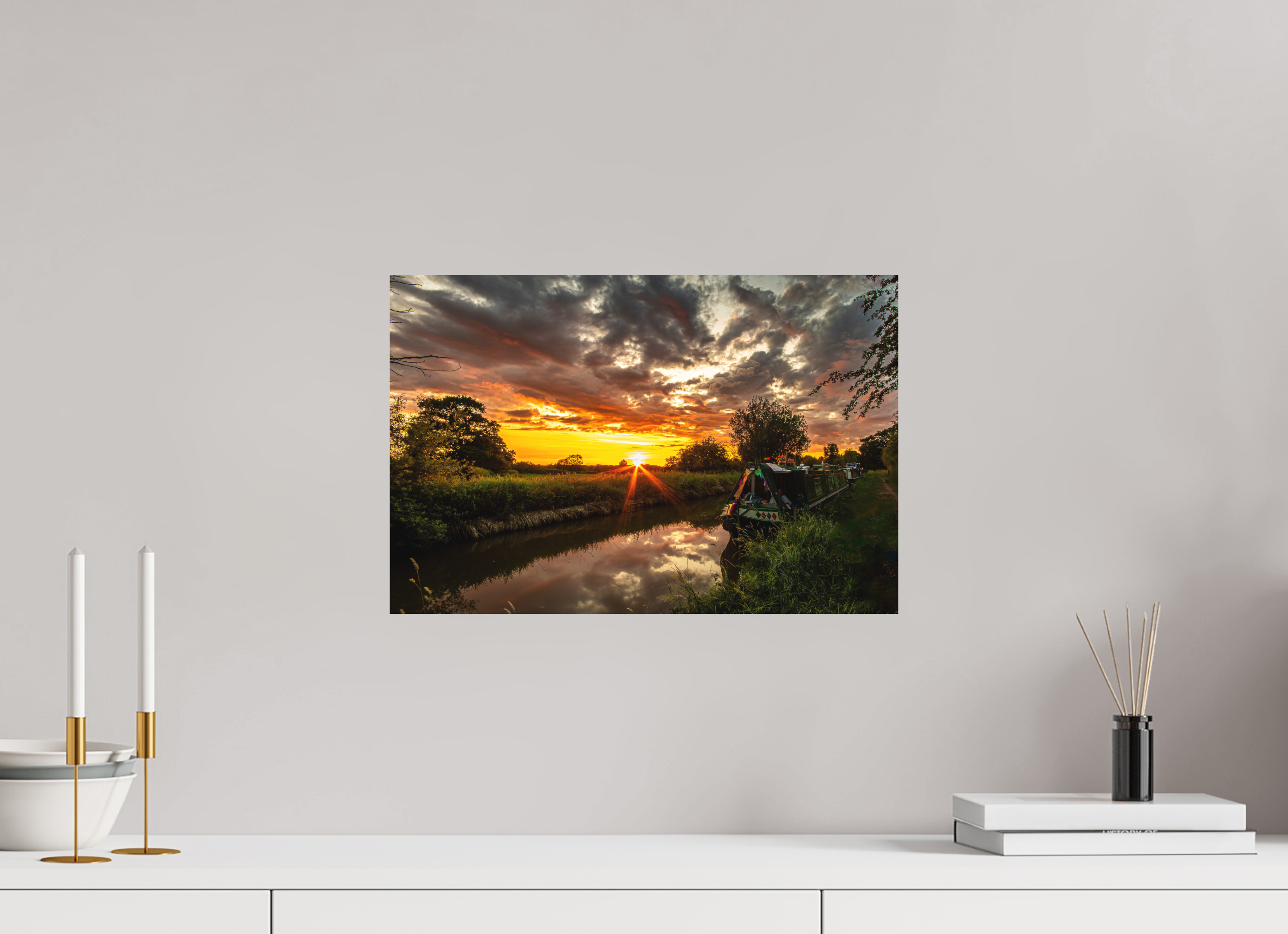 45 x 30 cm, Photo Print Fuji Crystal DP II Matte Sunset on the Llangollen Canal