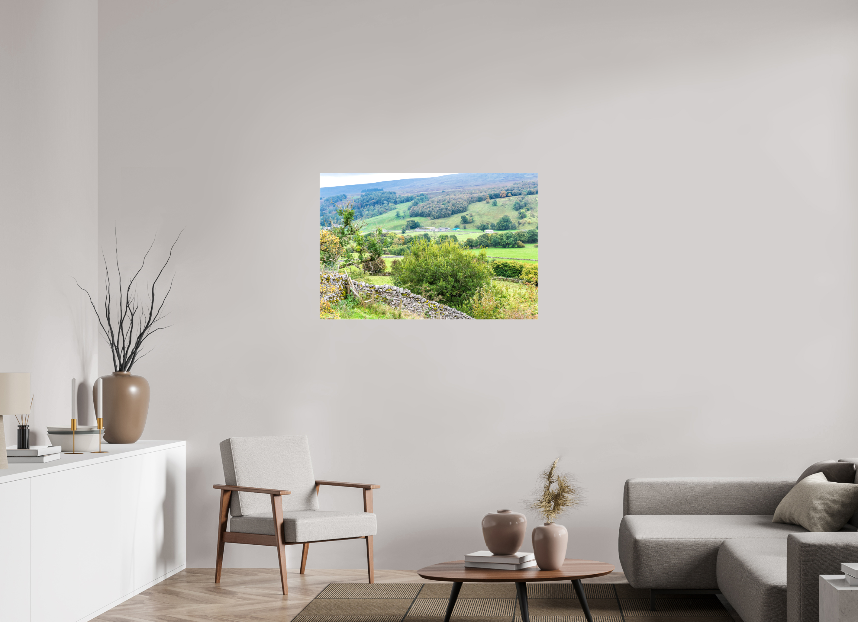 105 x 70 cm, Glossy Canvas On Stretcher Frame Valley in the Yorkshire Dales