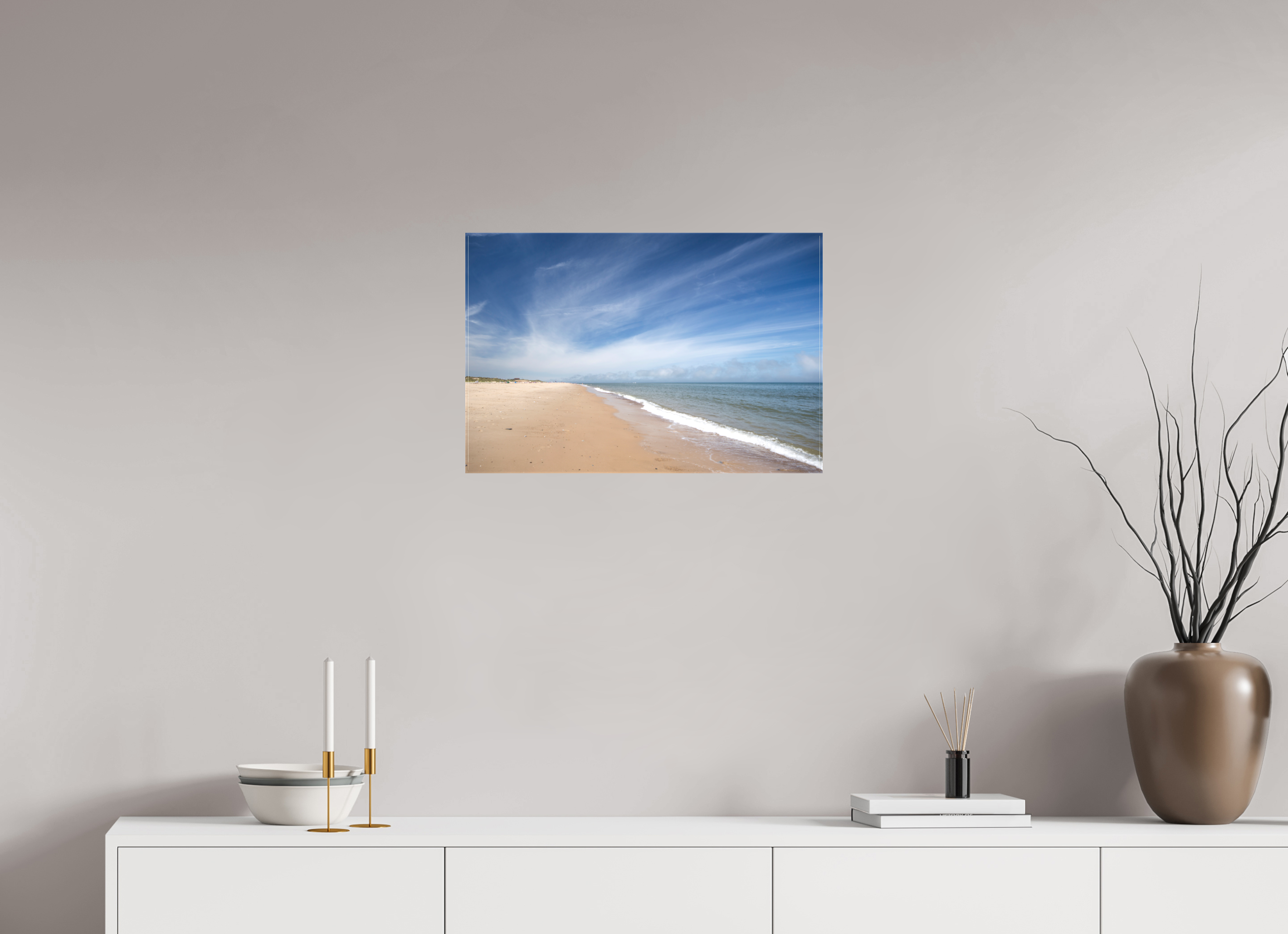 60 x 40 cm, Matte Canvas on Stretcher Frame Empty Beach on the Norfolk Coast