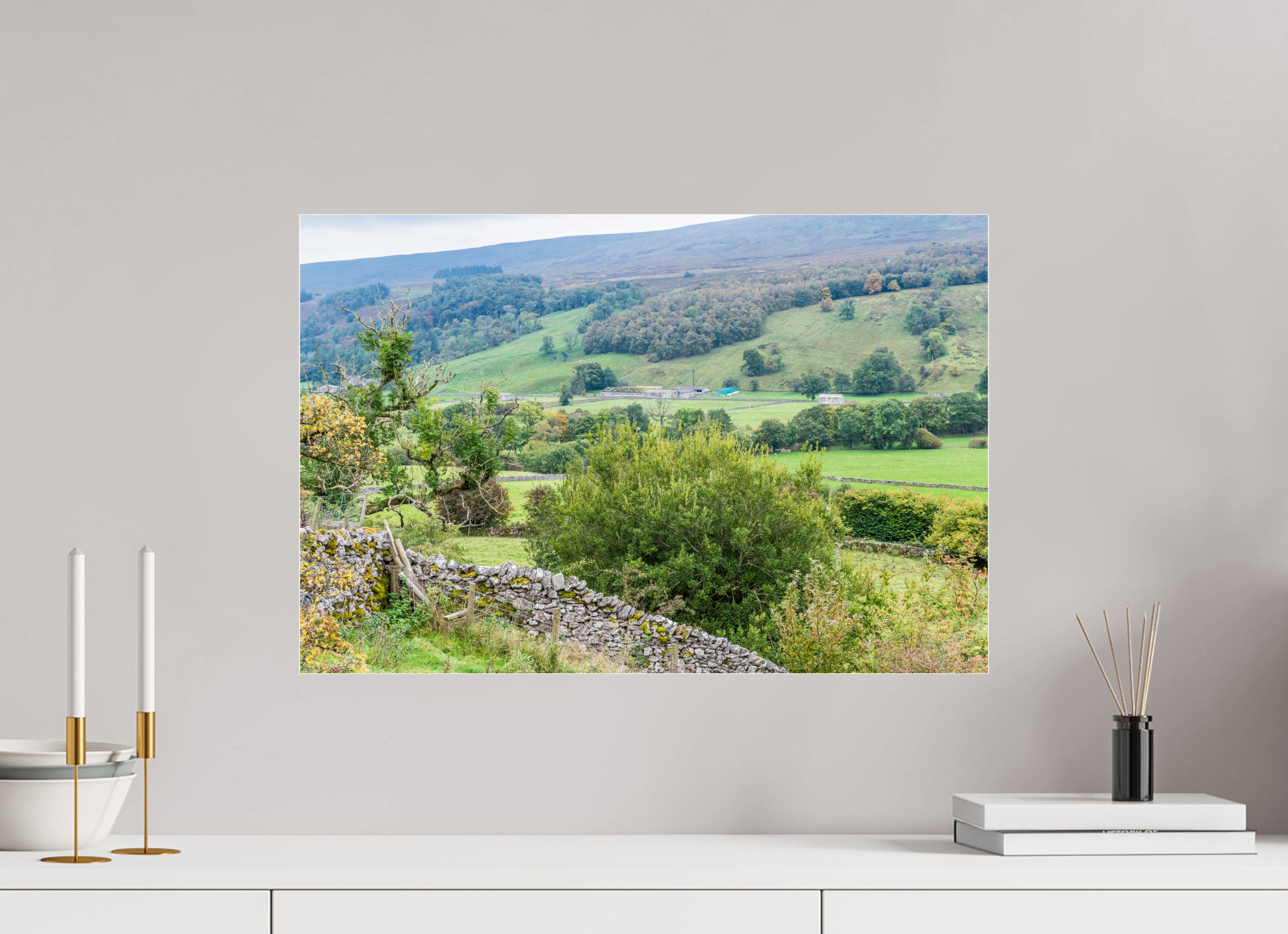 60 x 40 cm, Photo Print Under Acrylic Glass Valley in the Yorkshire Dales