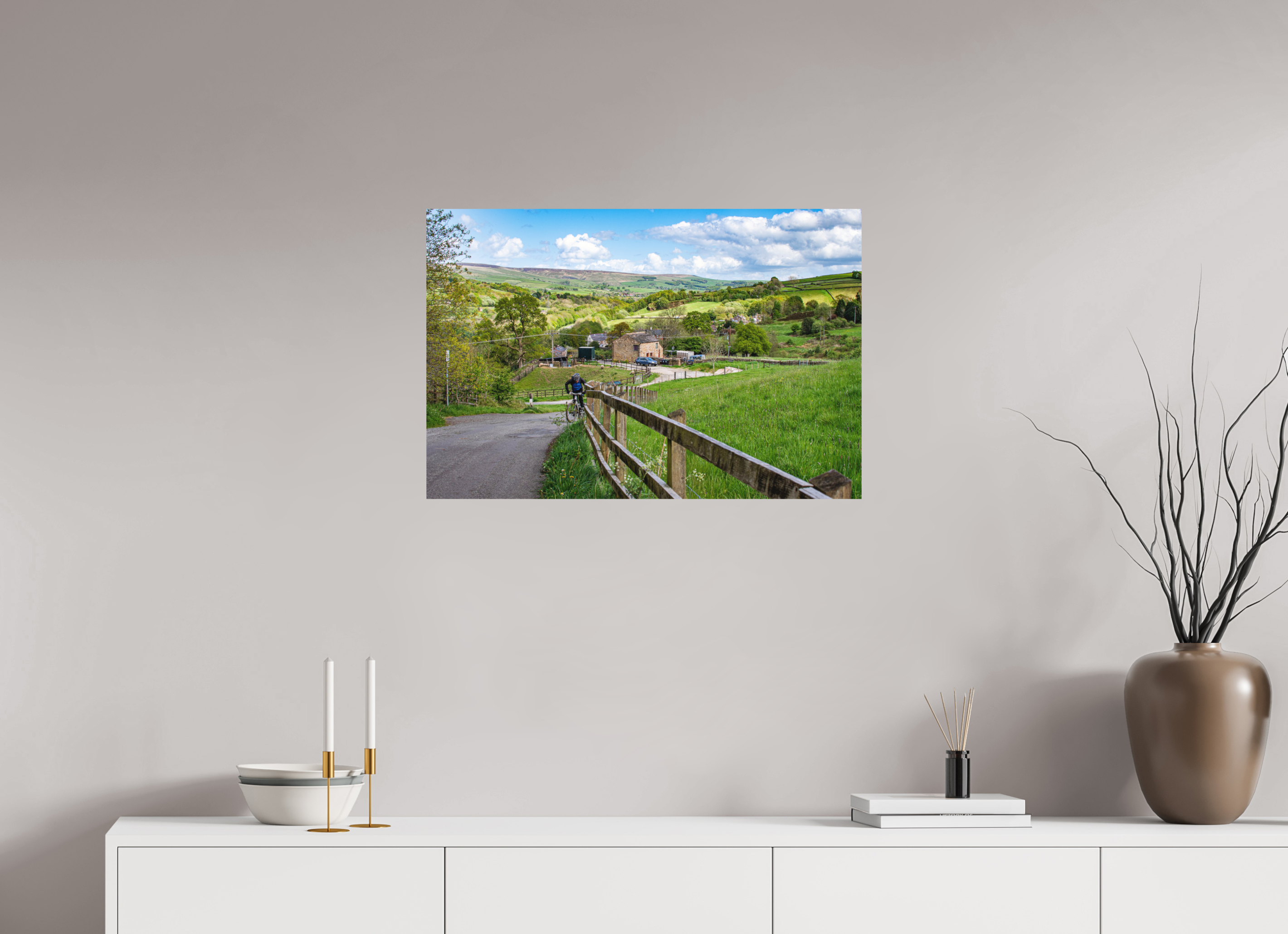 75 x 50 cm, Photo Print Fuji Crystal DP II Matte Cycling Uphill towards Bugsworth Basin