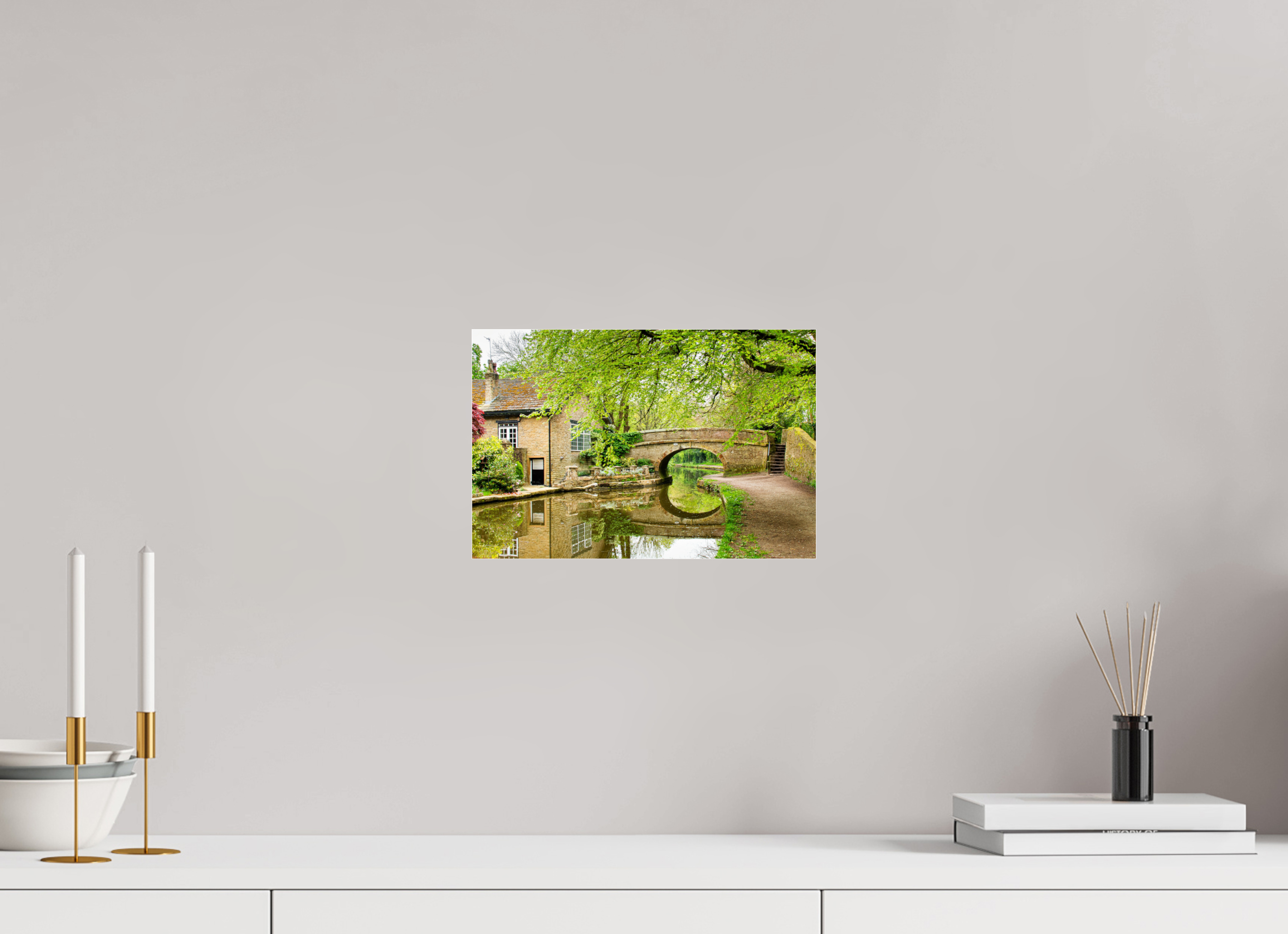 30 x 20 cm, Photo Print Under Acrylic Glass Bollington Canal Bridge