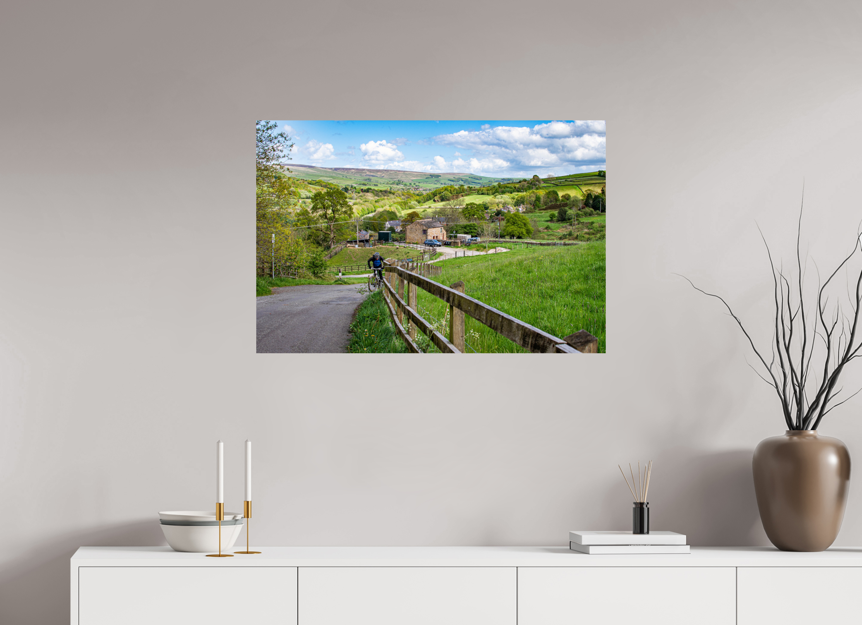 90 x 60 cm, Photo Print On Fuji Crystal DP II Cycling Uphill towards Bugsworth Basin