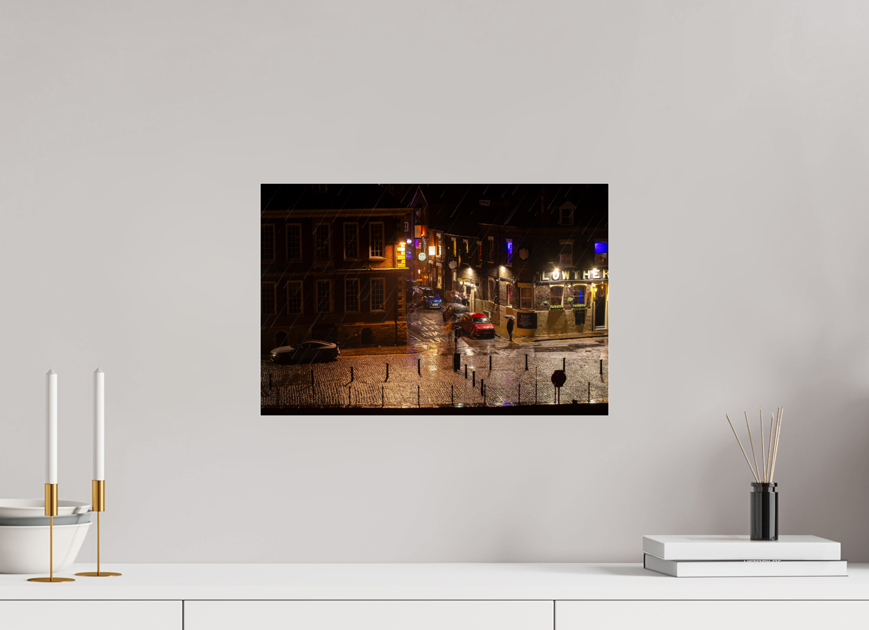 45 x 30 cm, Photo Print Under Acrylic Glass A Wet Night in York