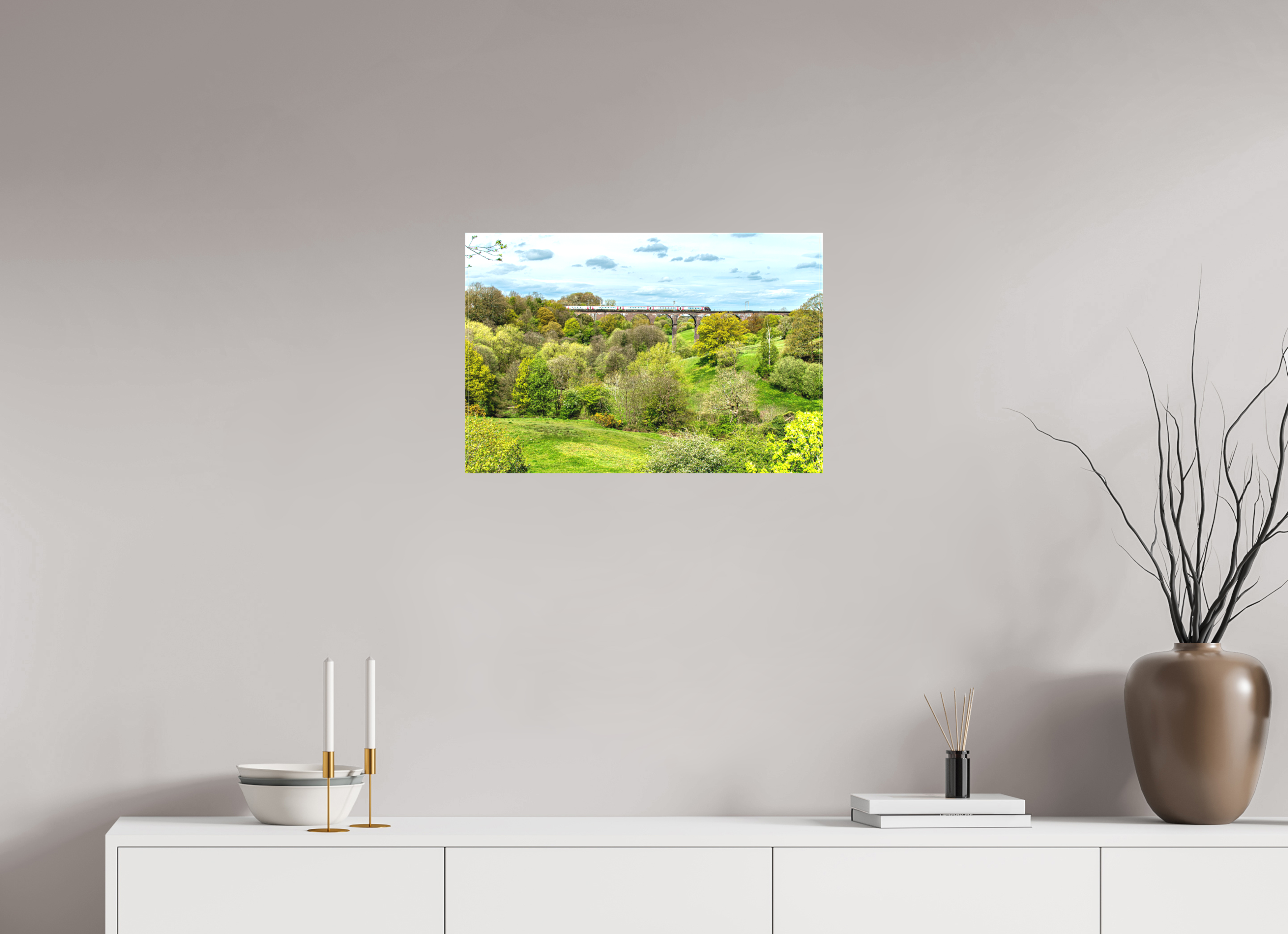 60 x 40 cm, Matte Canvas on Stretcher Frame Railway Viaduct