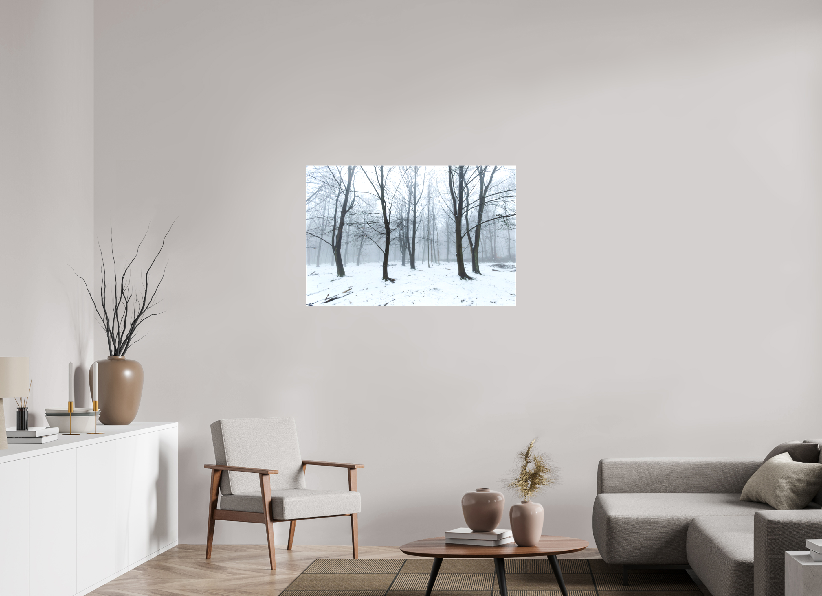 105 x 70 cm, Matte Canvas on Stretcher Frame Trees in the Snow