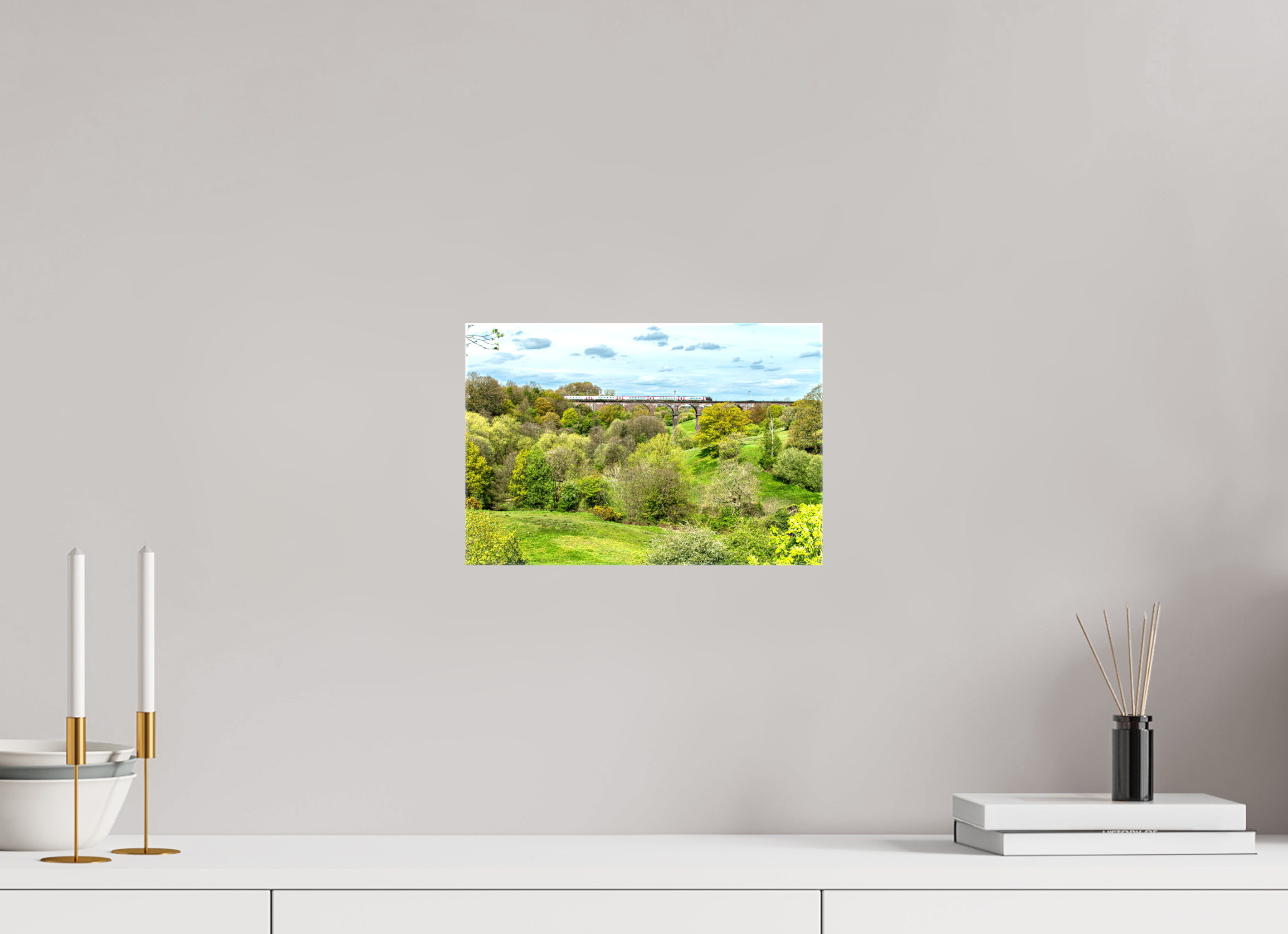 30 x 20 cm, Glossy Canvas On Stretcher Frame Railway Viaduct, near Congleton