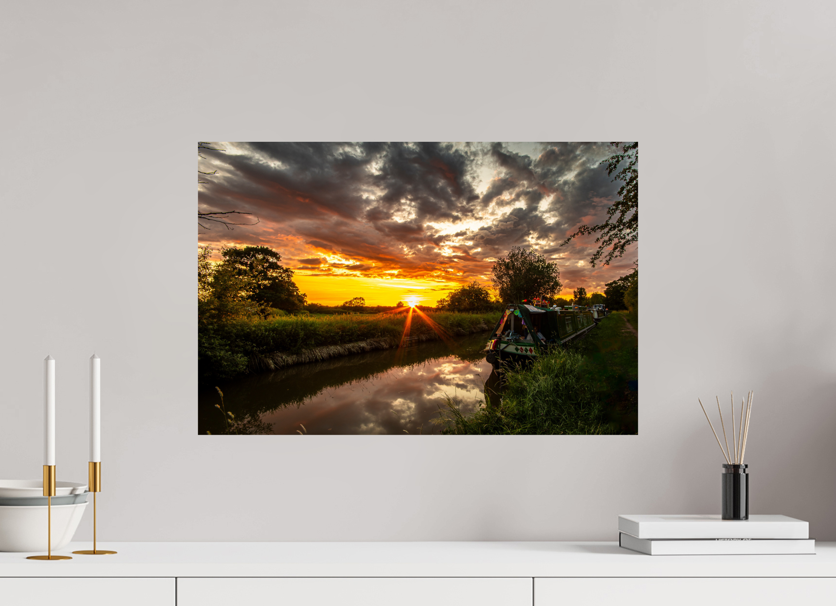 60 x 40 cm, Photo Print On Fuji Crystal DP II Sunset on the Llangollen Canal