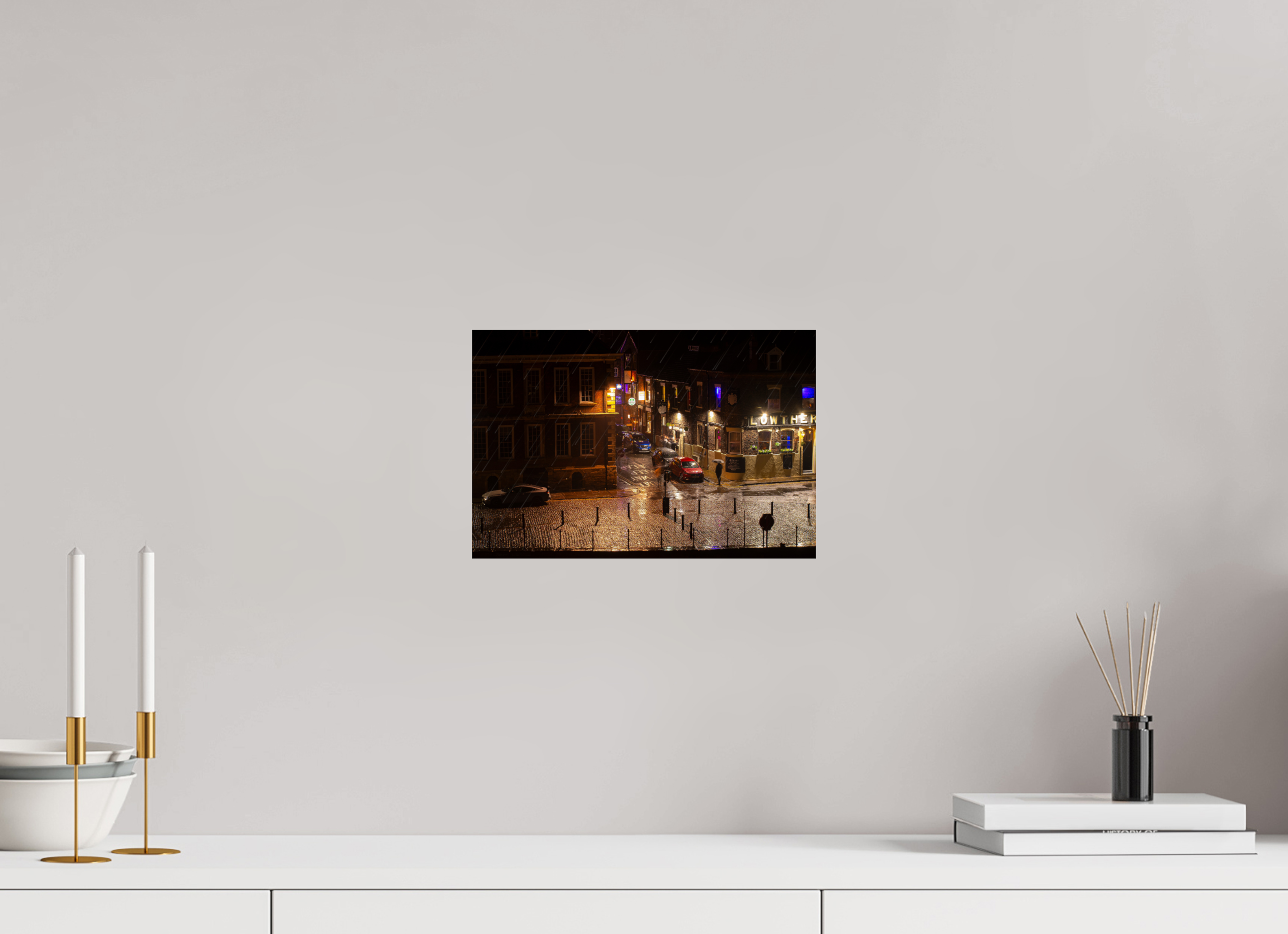 30 x 20 cm, Photo Print Under Acrylic Glass A Wet Night in York