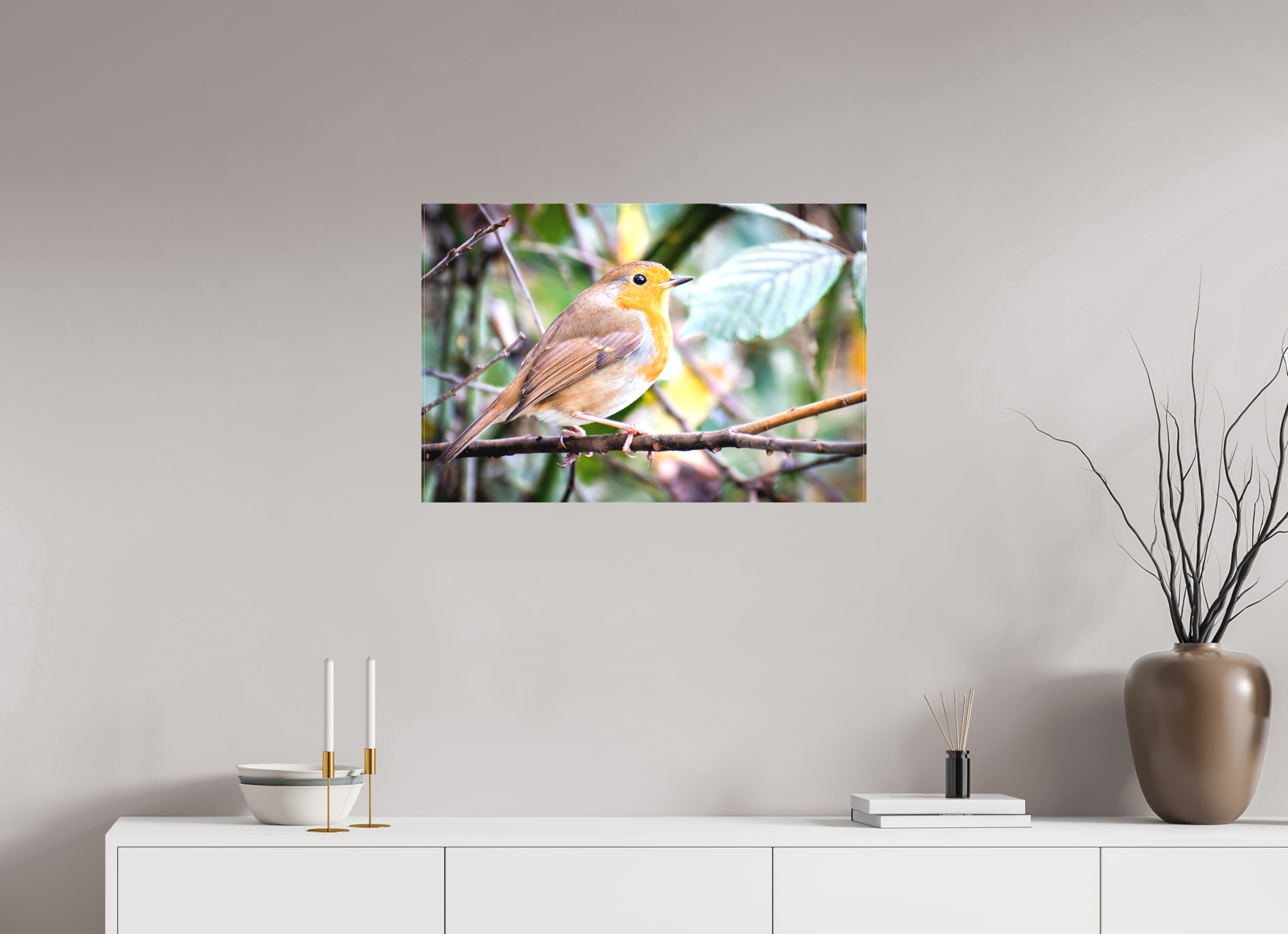 75 x 50 cm, Matte Canvas on Stretcher Frame Robin