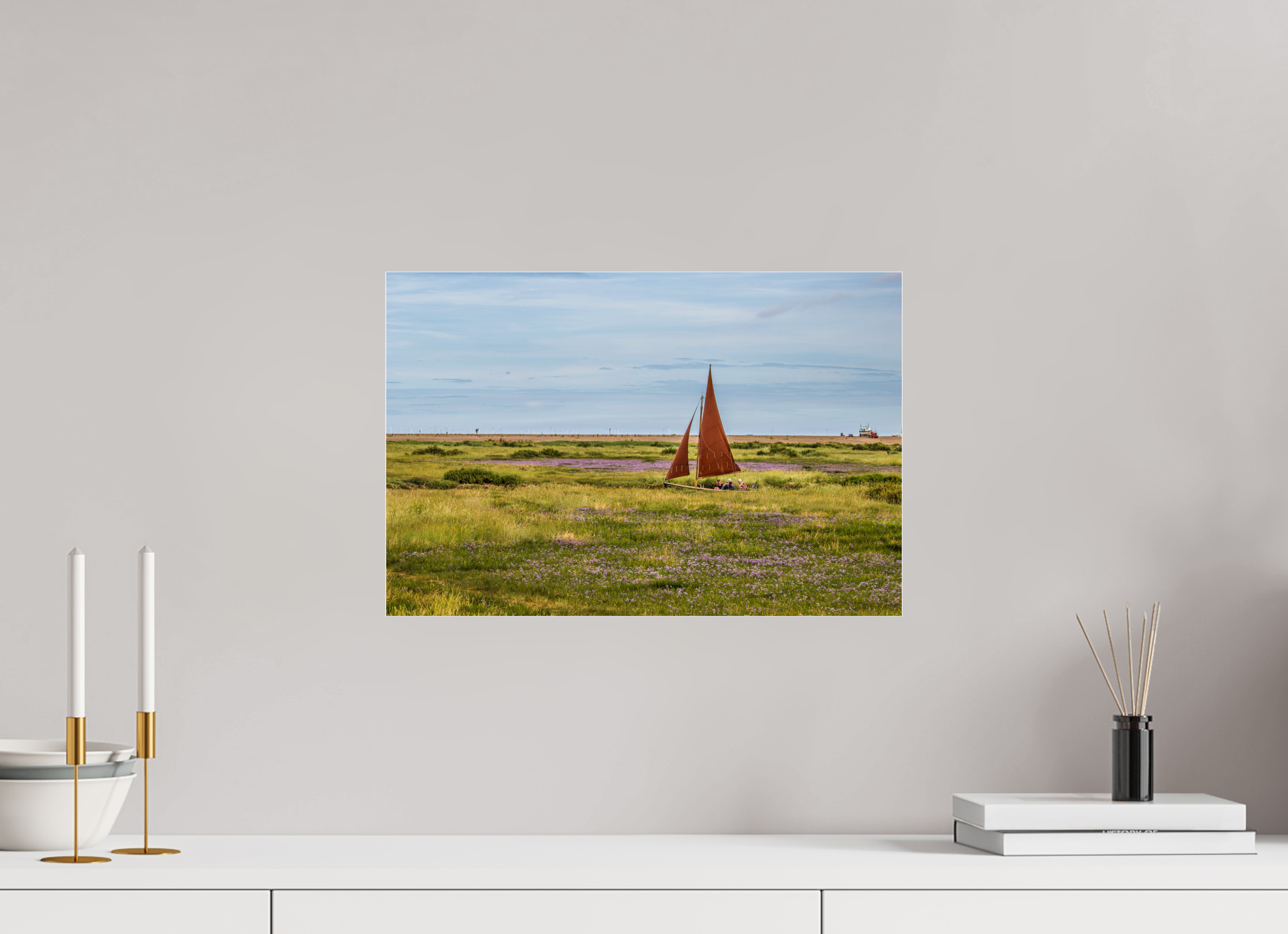 45 x 30 cm, Photo Print Under Acrylic Glass Sailing in the Grass