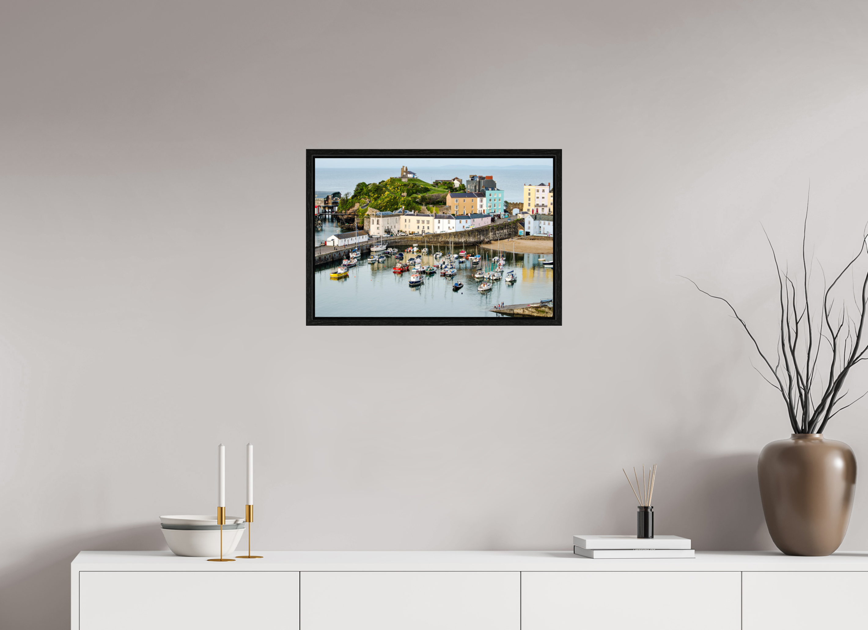 60 x 40 cm, Floater Frame Tenby Harbour