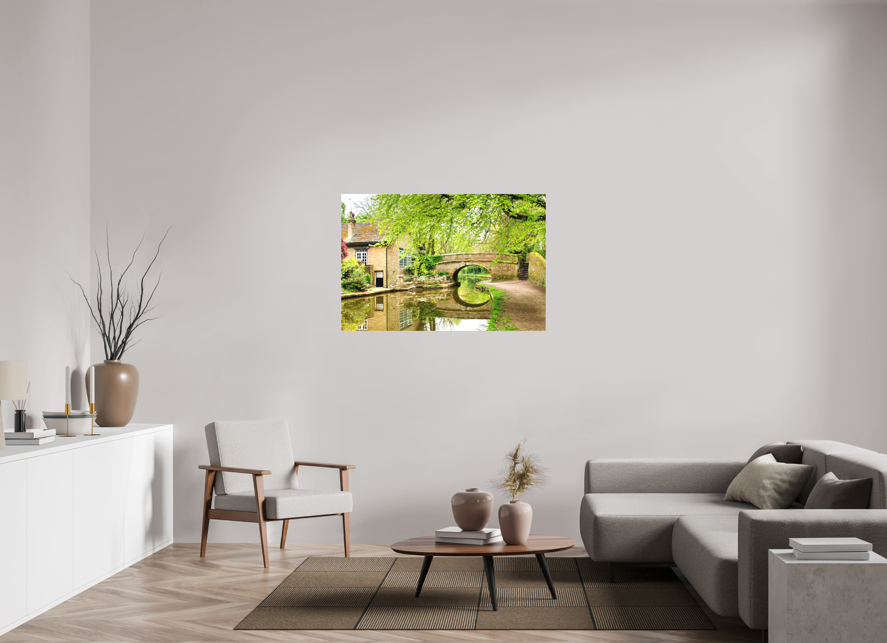 120 x 80 cm, Matte Canvas on Stretcher Frame Bollington Canal Bridge