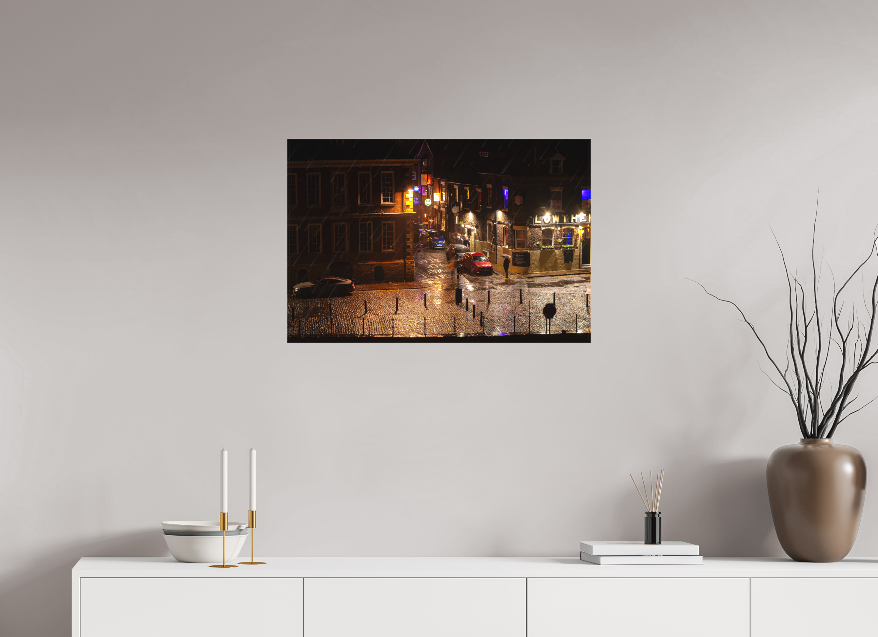 75 x 50 cm, Matte Canvas on Stretcher Frame A Wet Night in York