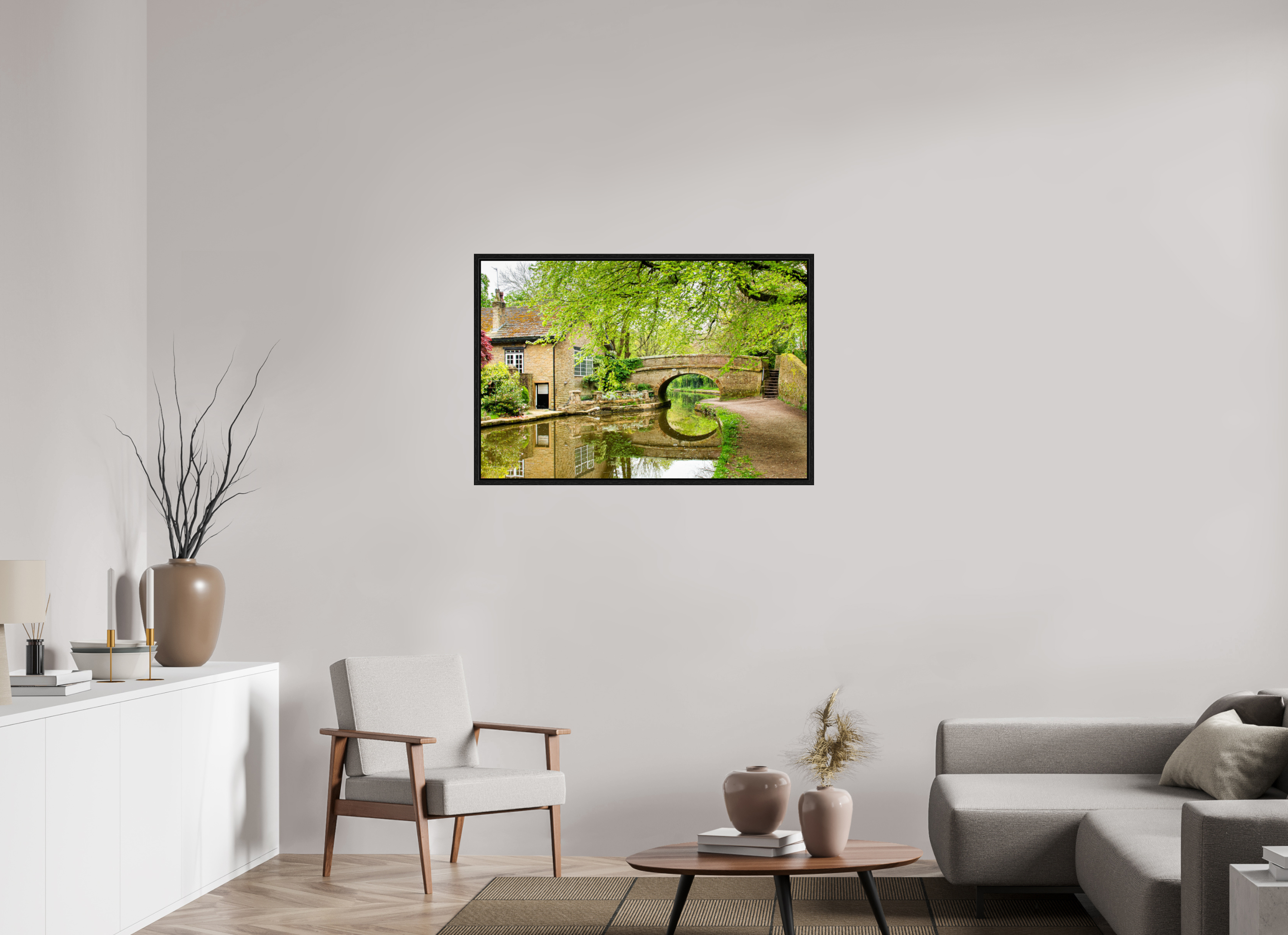 105 x 70 cm, Floater Frame Bollington Canal Bridge