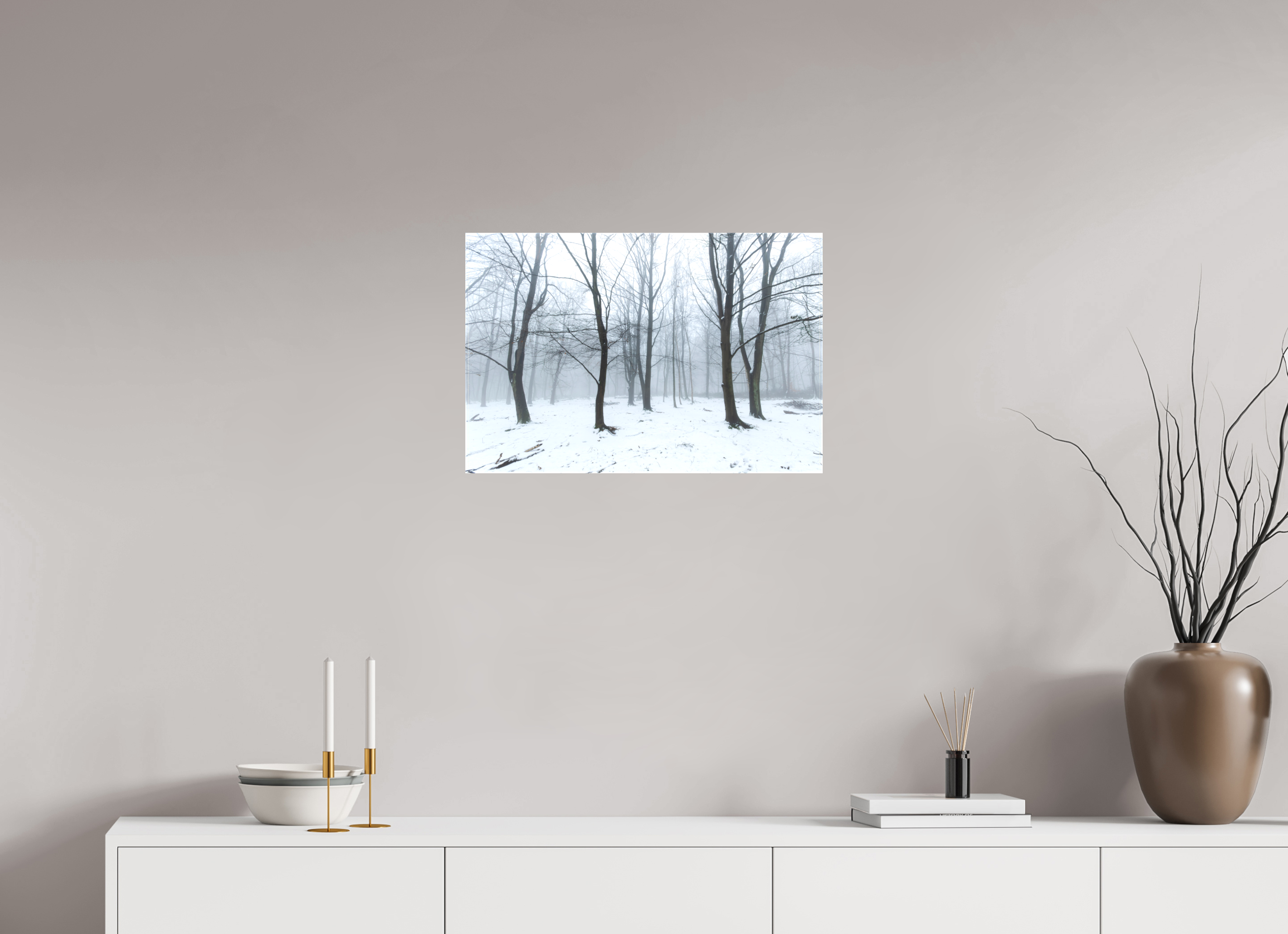 60 x 40 cm, Matte Canvas on Stretcher Frame Trees in the Snow