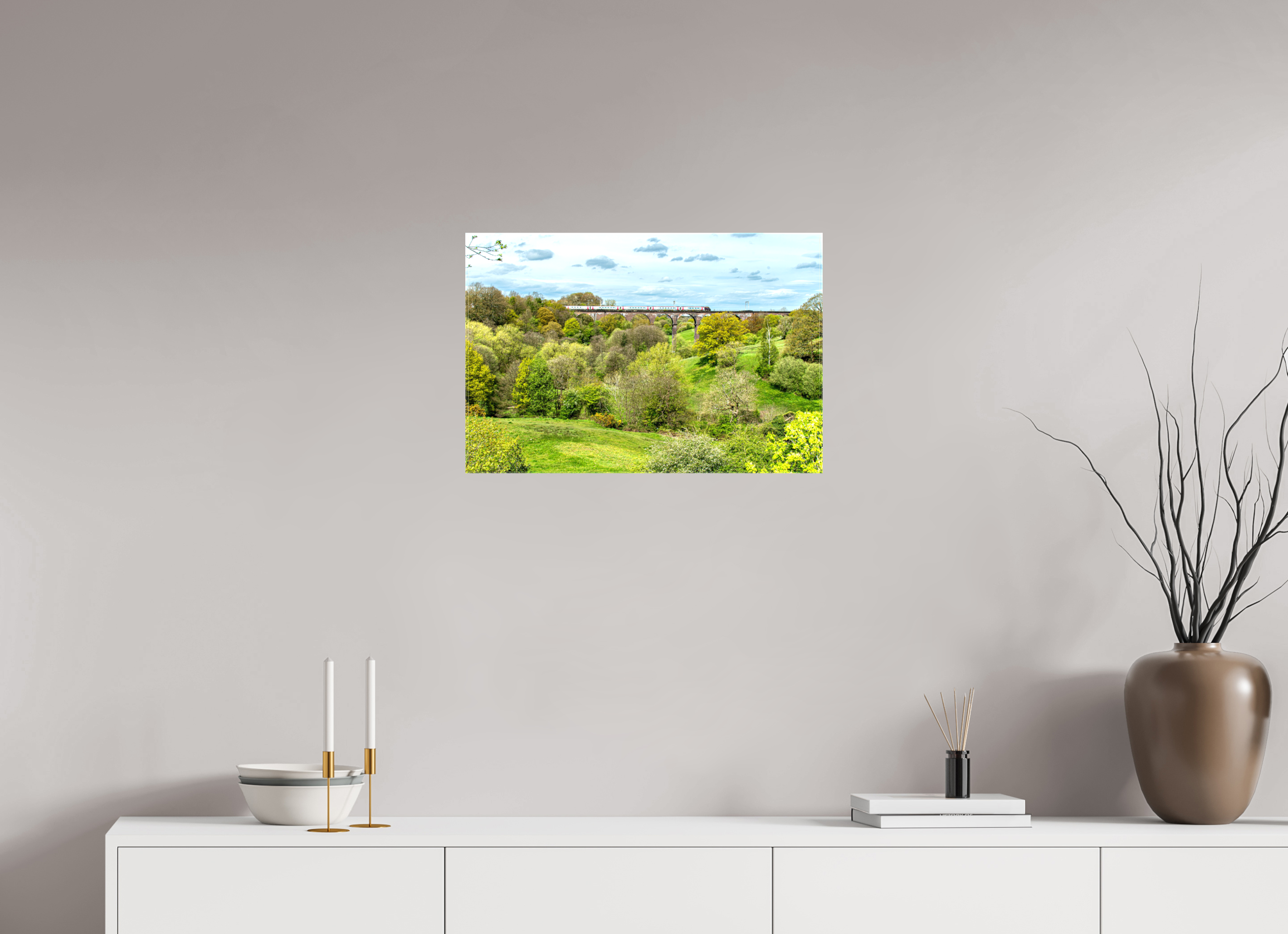 60 x 40 cm, Glossy Canvas On Stretcher Frame Railway Viaduct, near Congleton