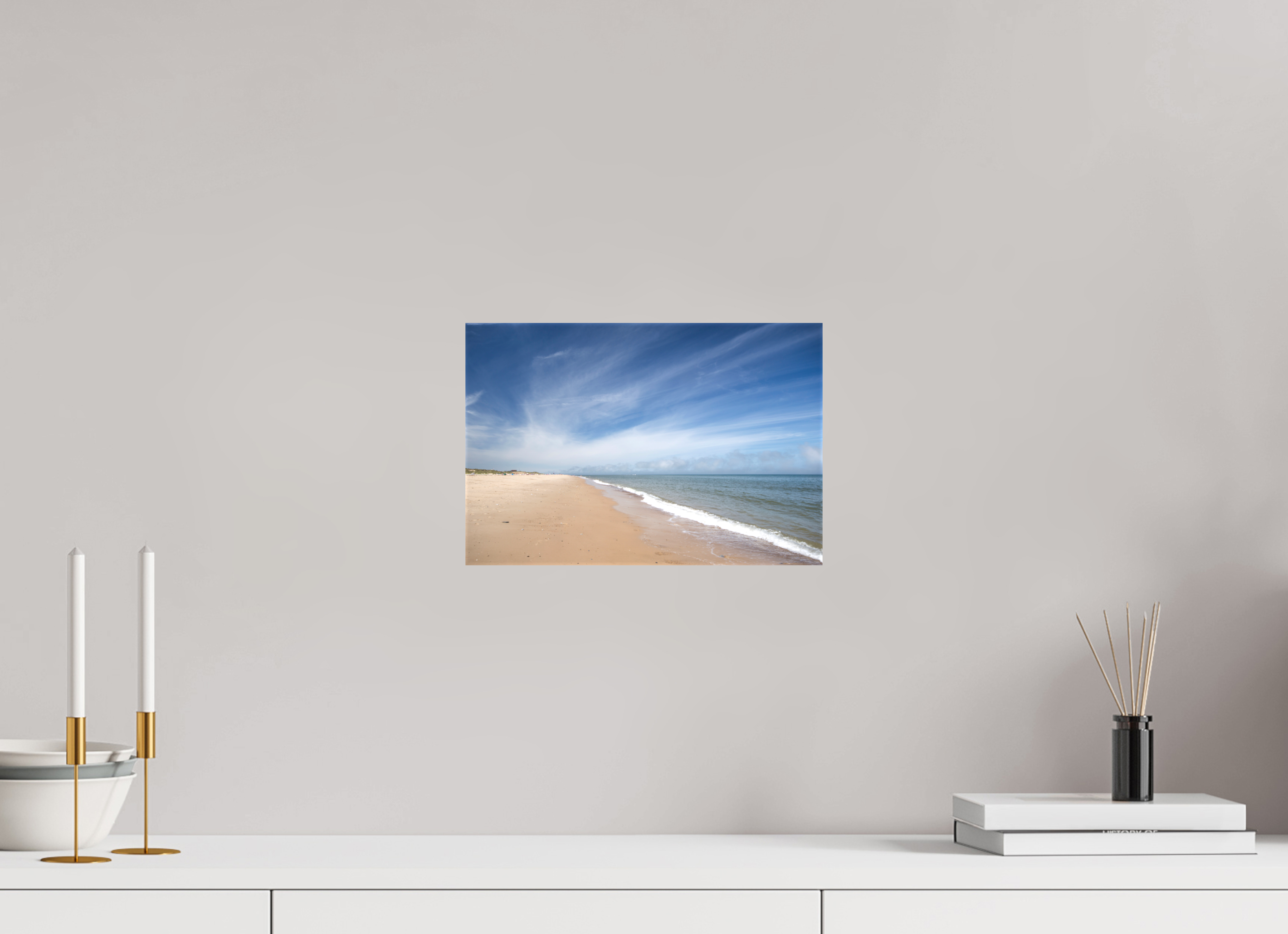 30 x 20 cm, Matte Canvas on Stretcher Frame Empty Beach on the Norfolk Coast