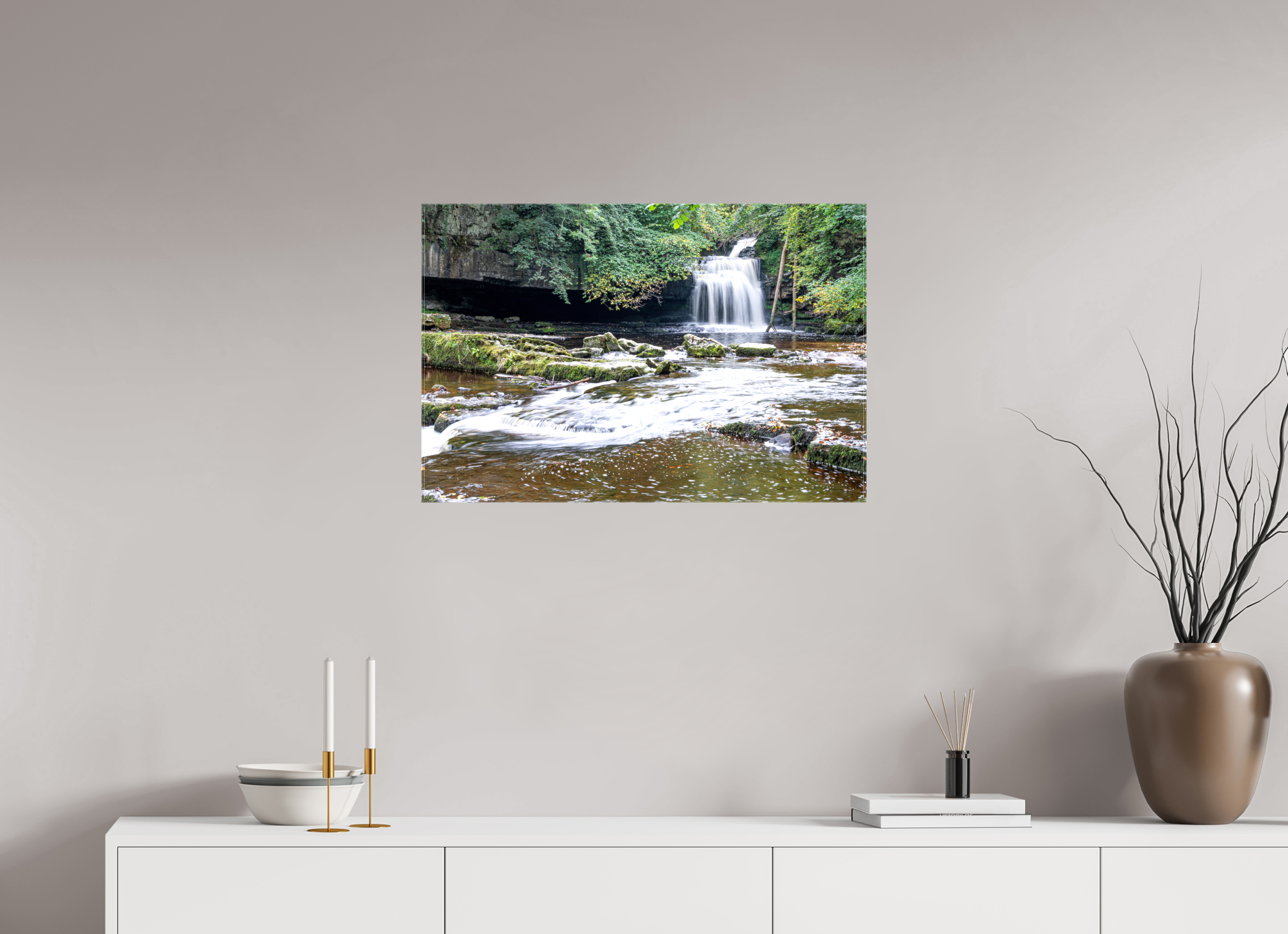 75 x 50 cm, Glossy Canvas On Stretcher Frame Cauldron Falls