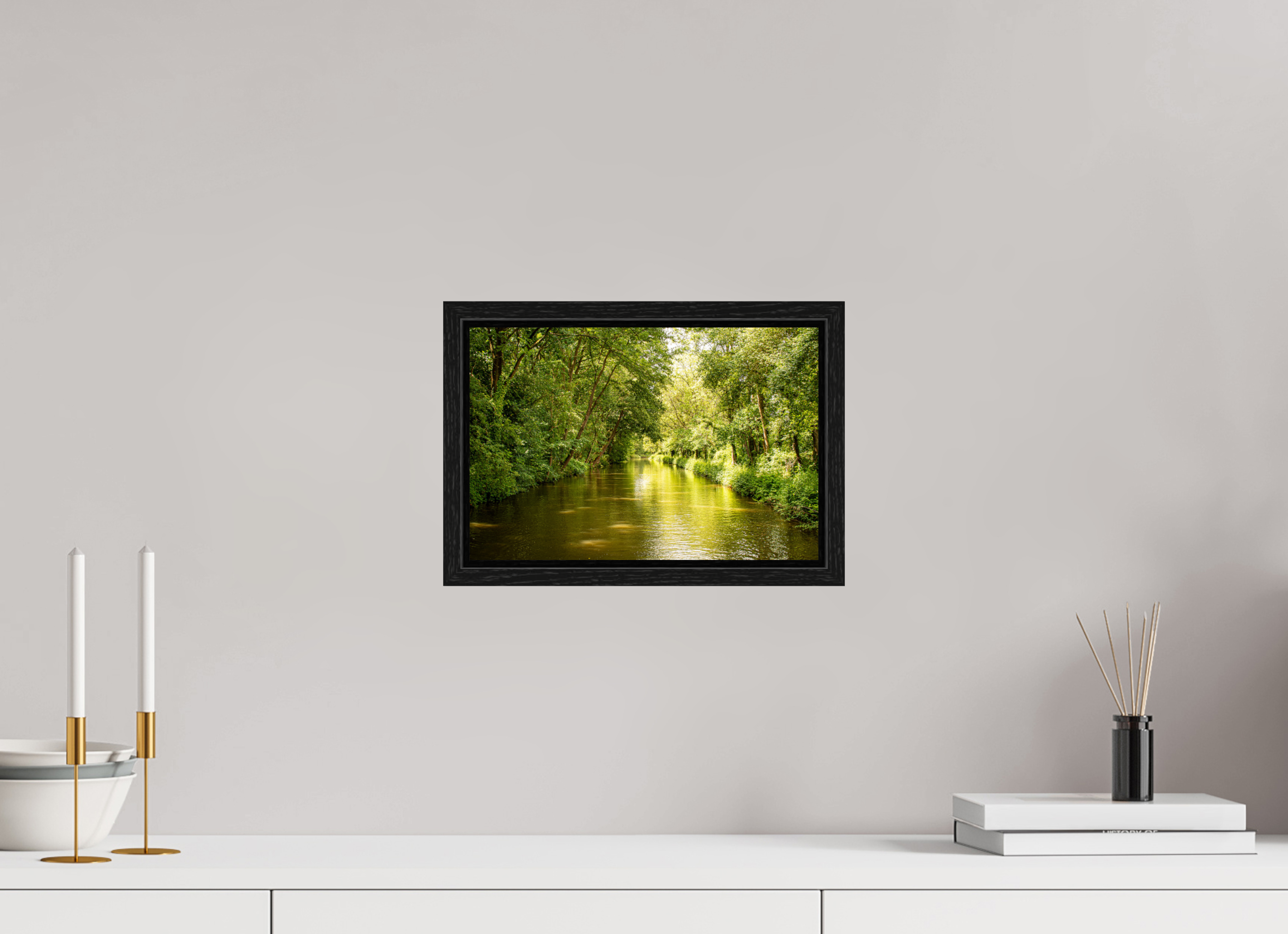 30 x 20 cm, Floater Frame Treelined Canal