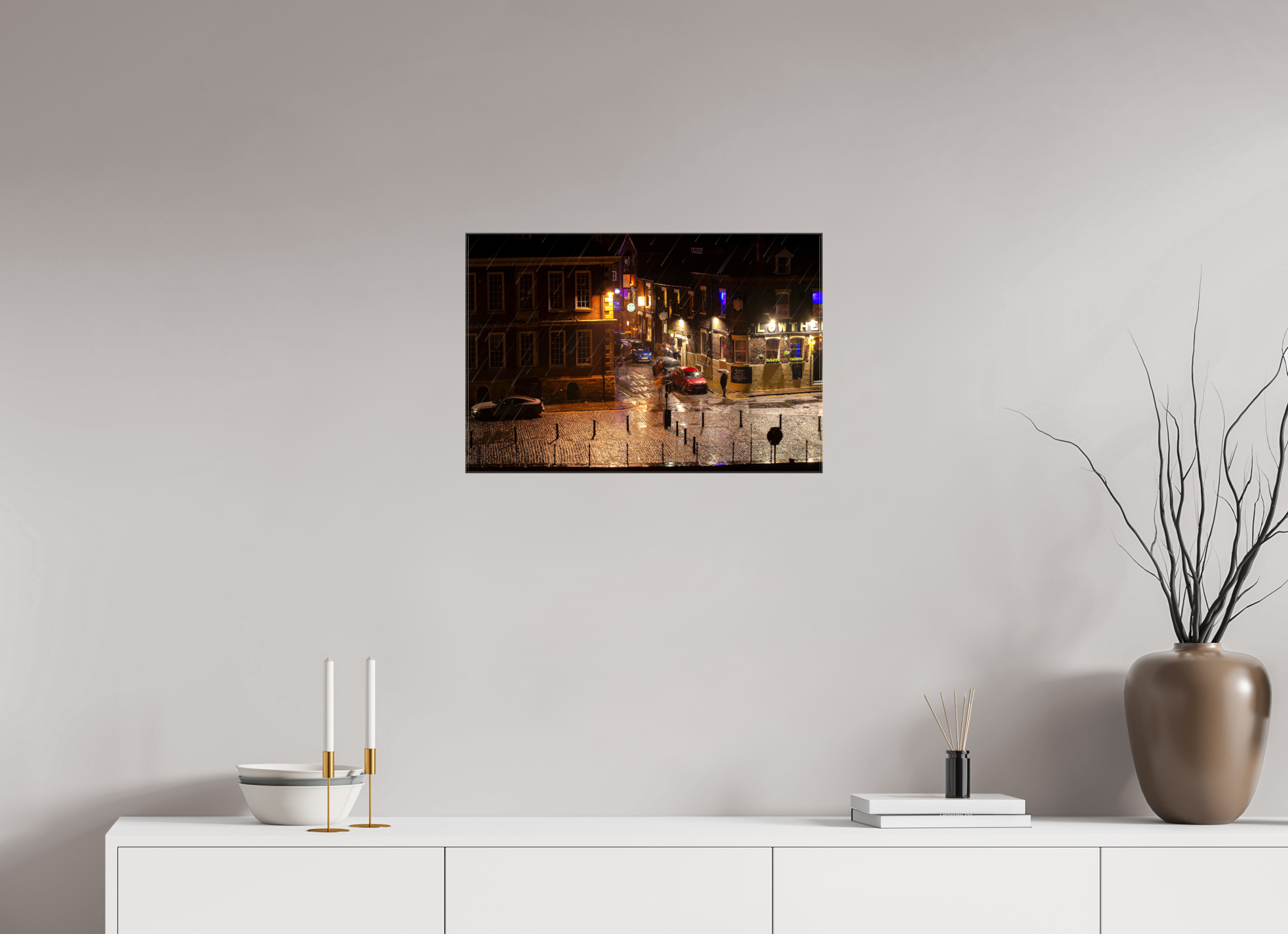 60 x 40 cm, Glossy Canvas On Stretcher Frame A Wet Night in York