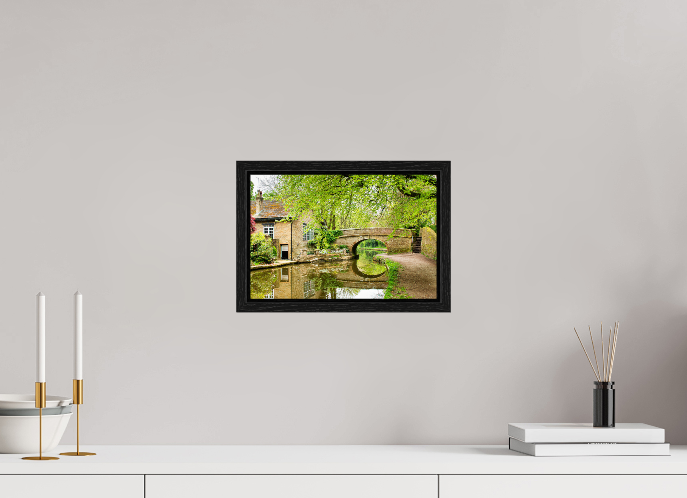 30 x 20 cm, Floater Frame Bollington Canal Bridge
