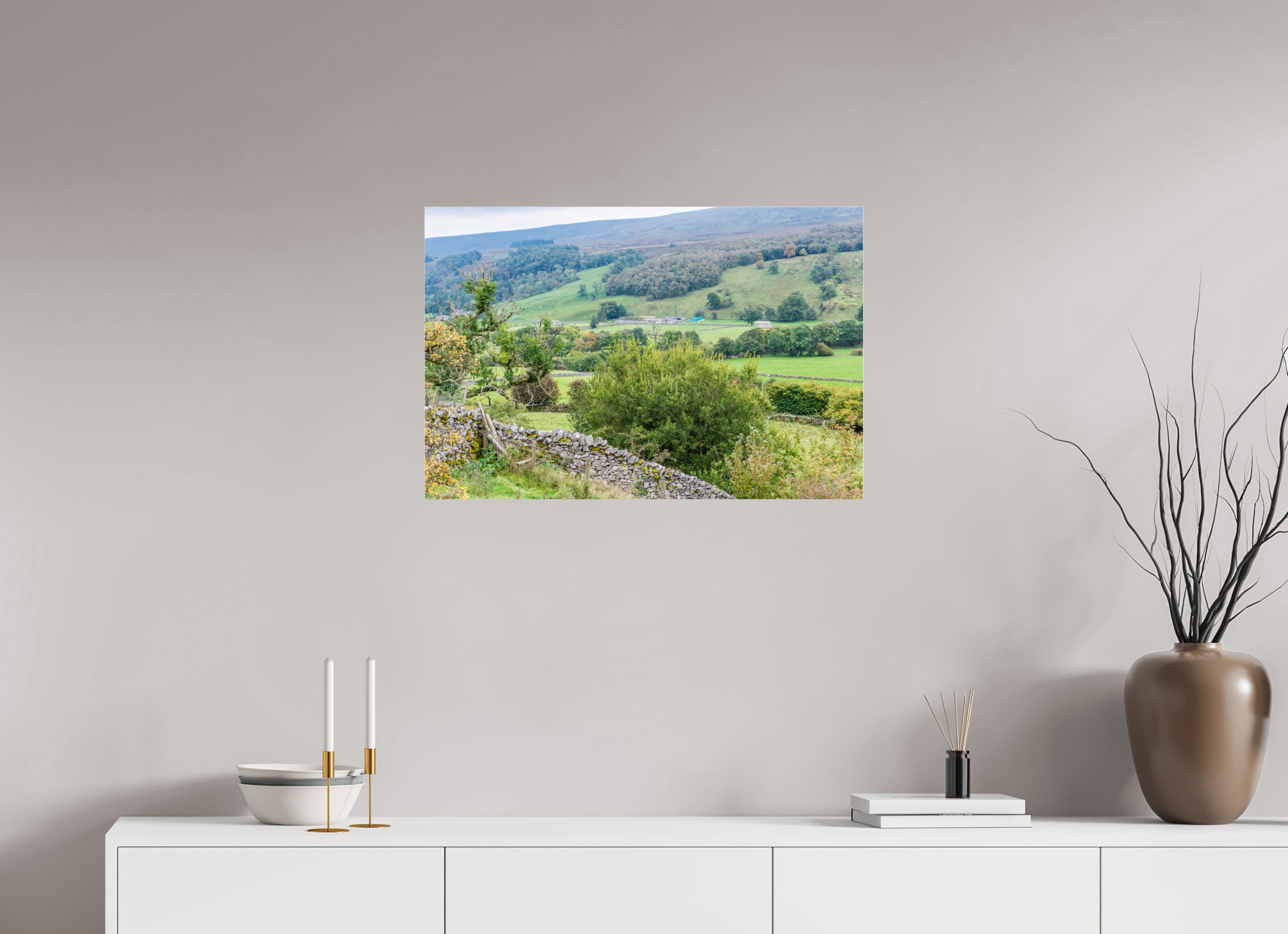 75 x 50 cm, Photo Print Under Acrylic Glass Valley in the Yorkshire Dales