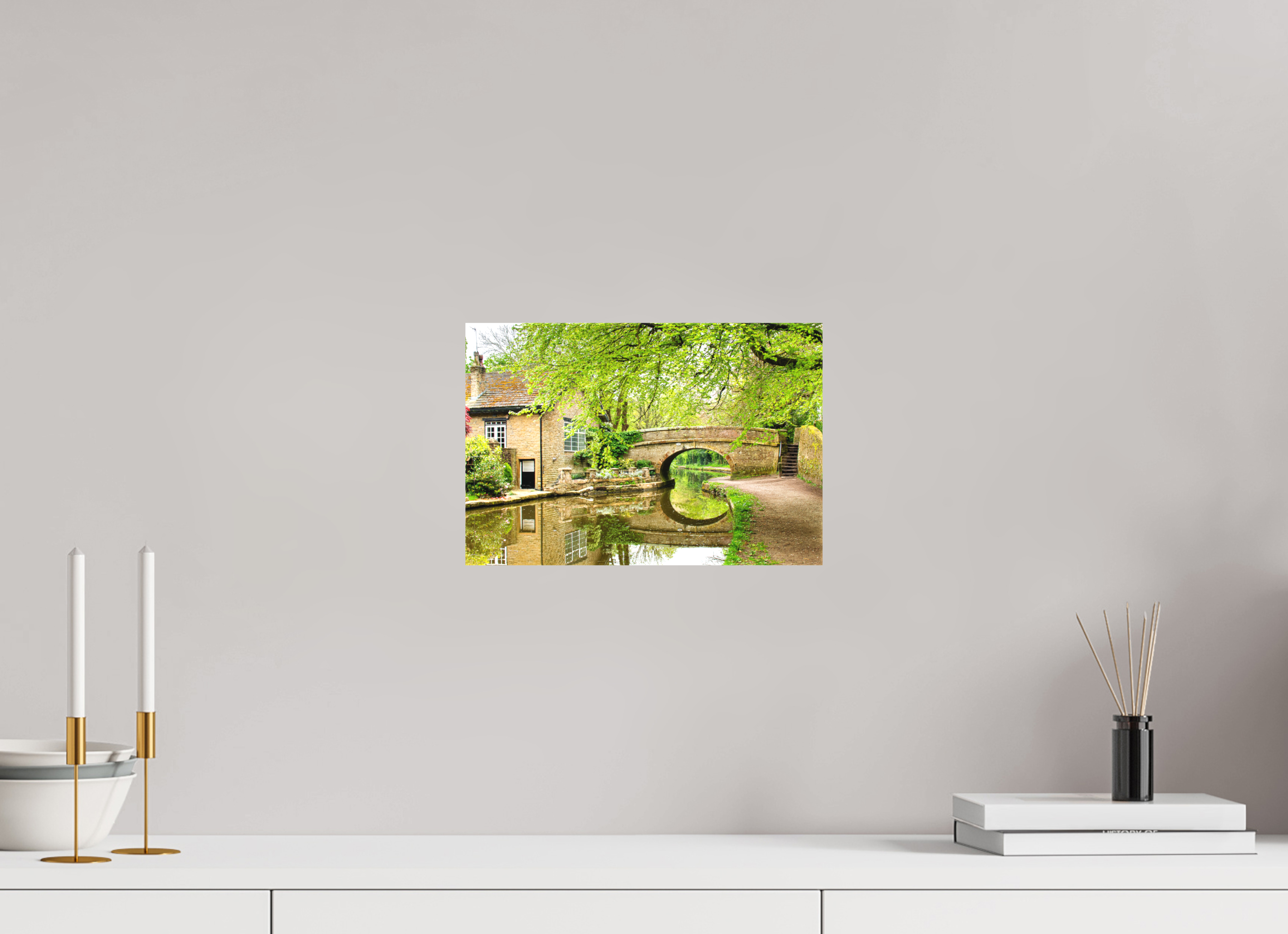 30 x 20 cm, Matte Canvas on Stretcher Frame Bollington Canal Bridge
