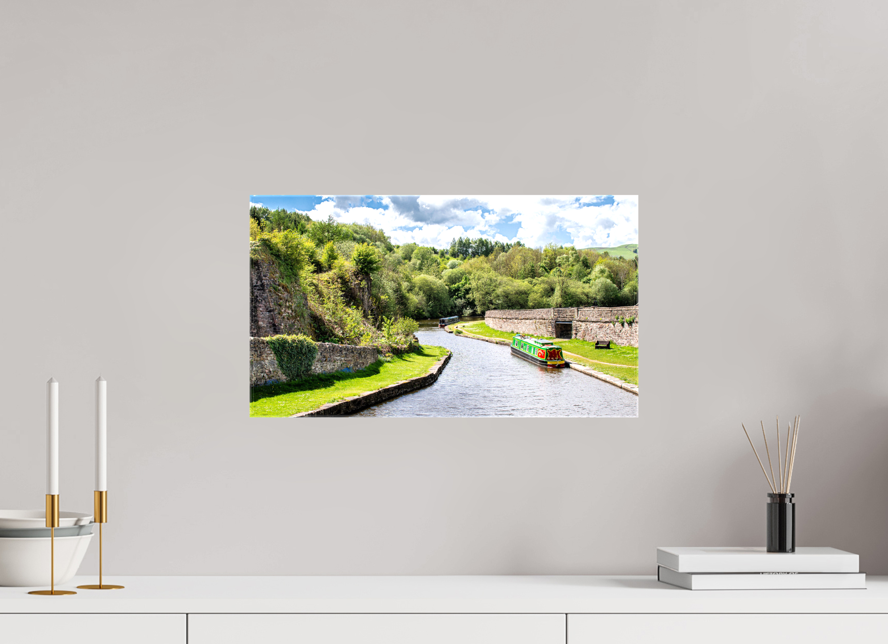 48 x 27 cm, Glossy Canvas On Stretcher Frame Southern Arm of the Bugsworth Basin