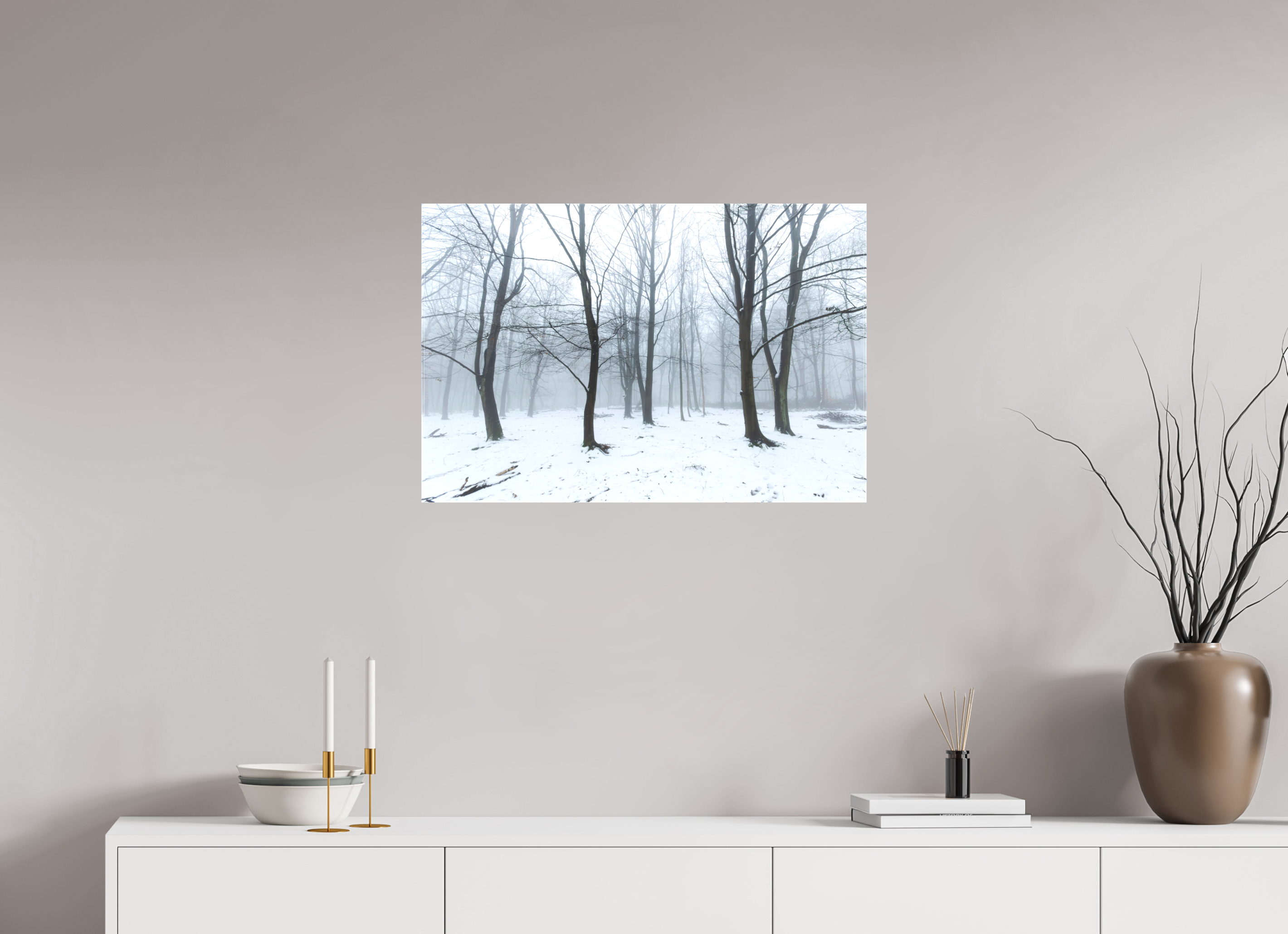 75 x 50 cm, Matte Canvas on Stretcher Frame Trees in the Snow