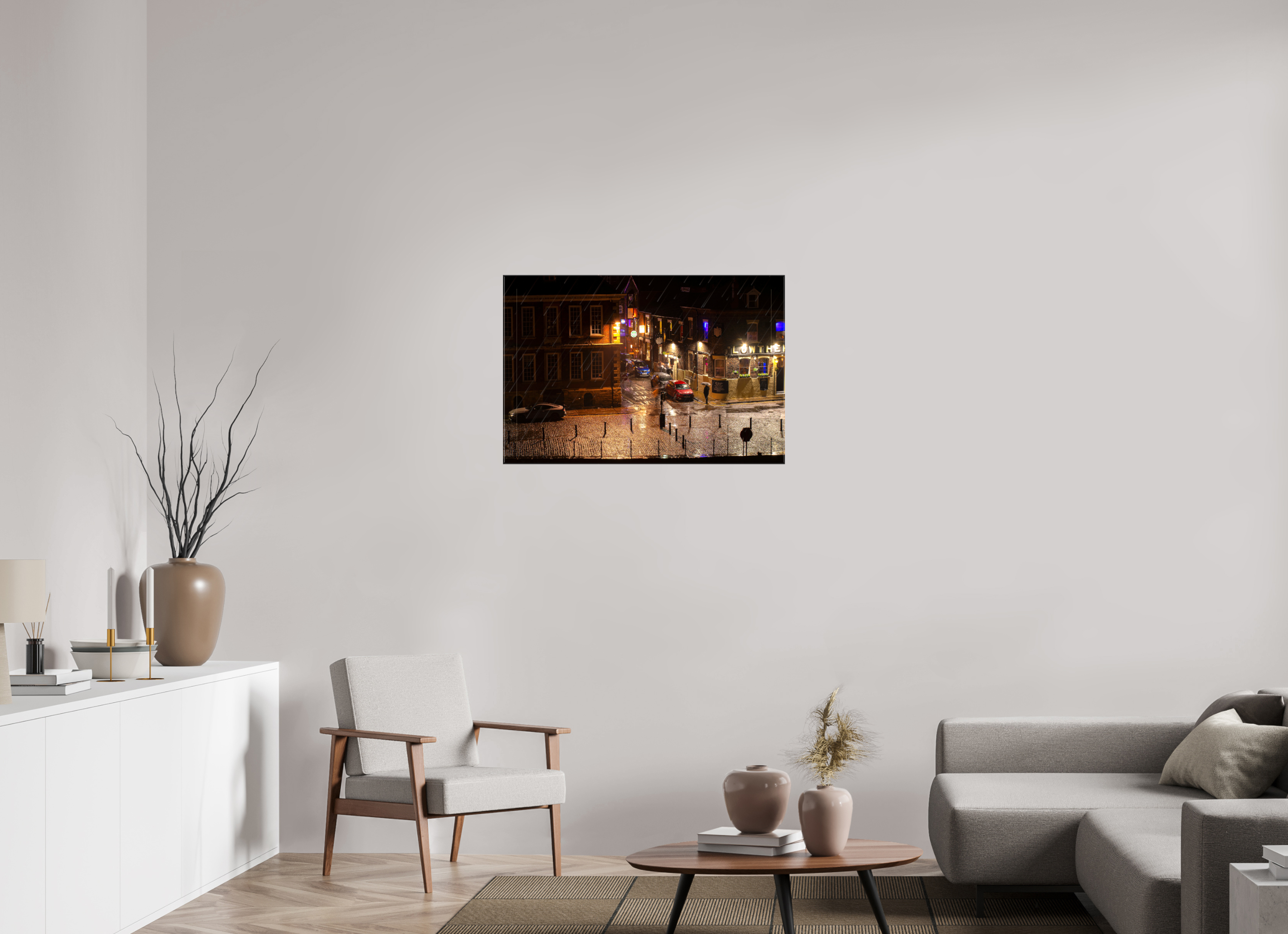 90 x 60 cm, Glossy Canvas On Stretcher Frame A Wet Night in York