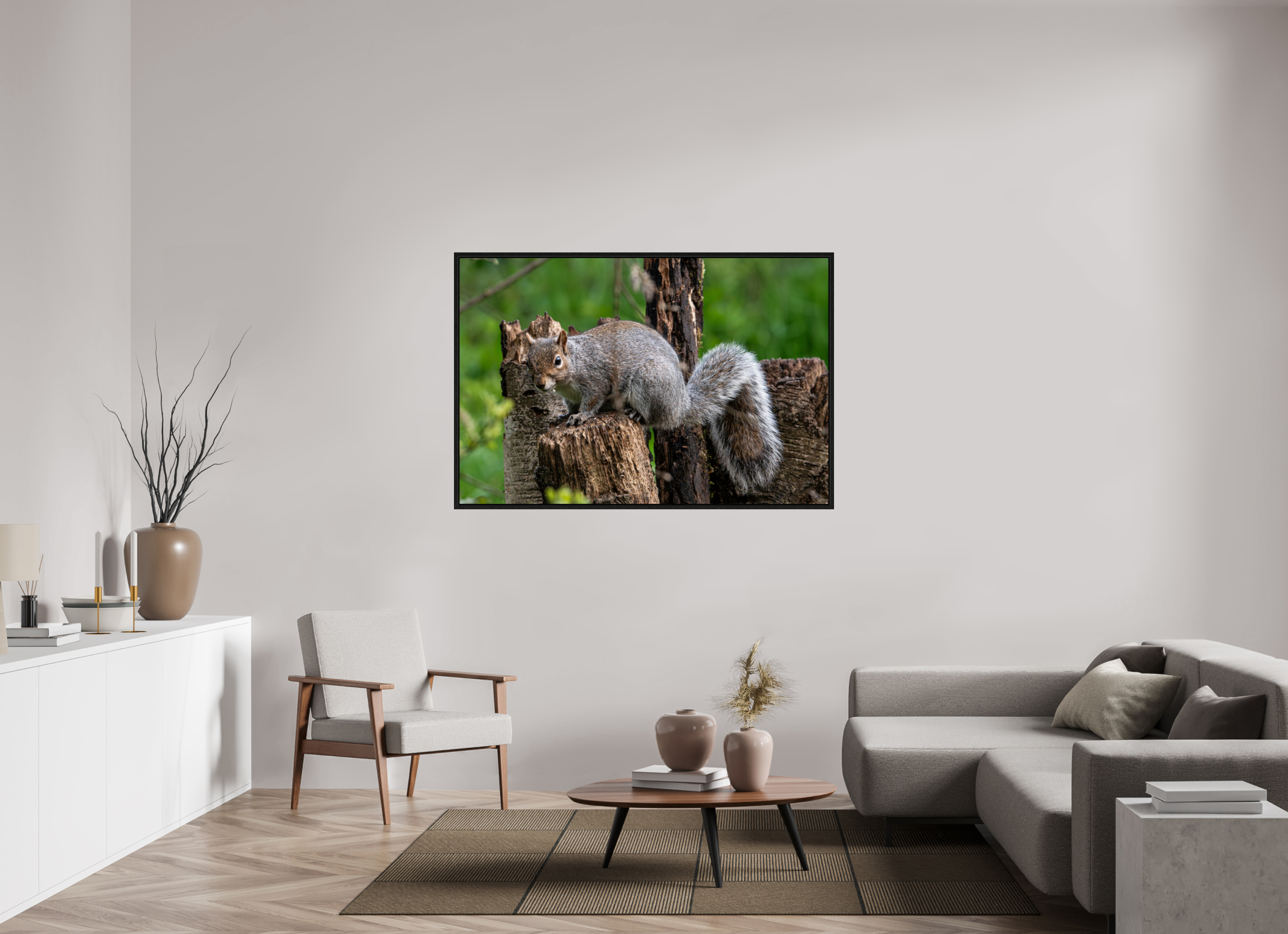 150 x 100 cm, Floater Frame Grey Squirrel