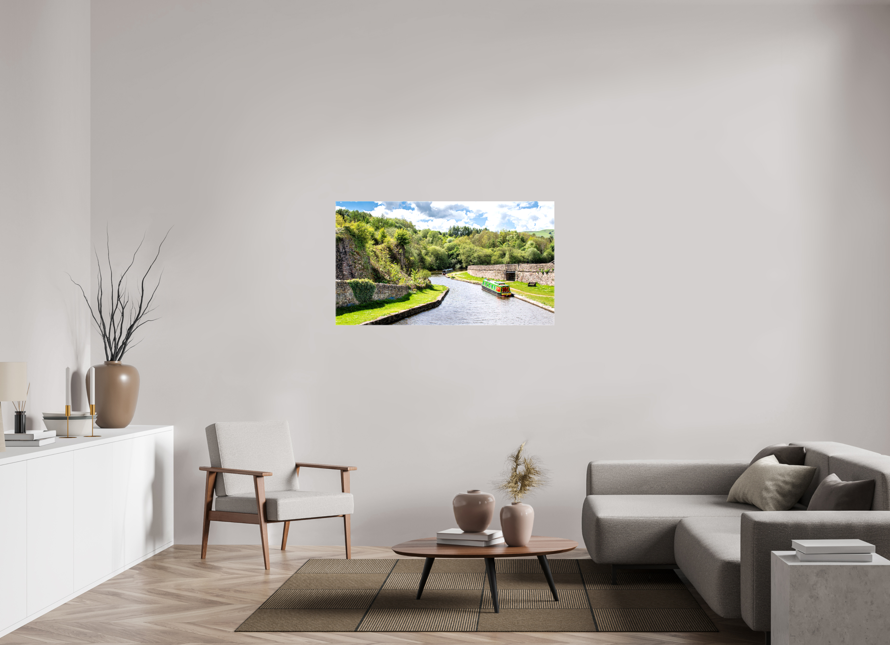 128 x 72 cm, Glossy Canvas On Stretcher Frame Southern Arm of the Bugsworth Basin
